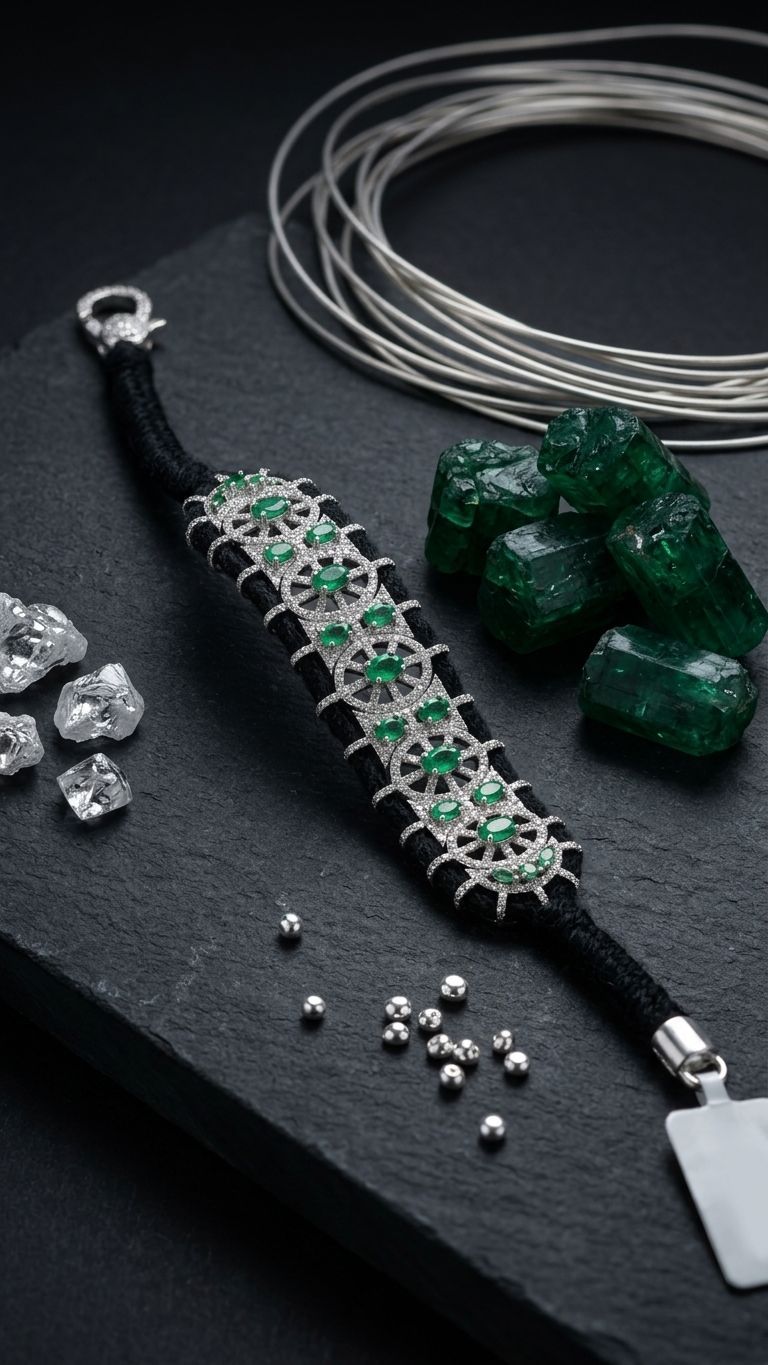 Emerald Bracelet view 2 — Bracelets in 92.5 Sterling Silver