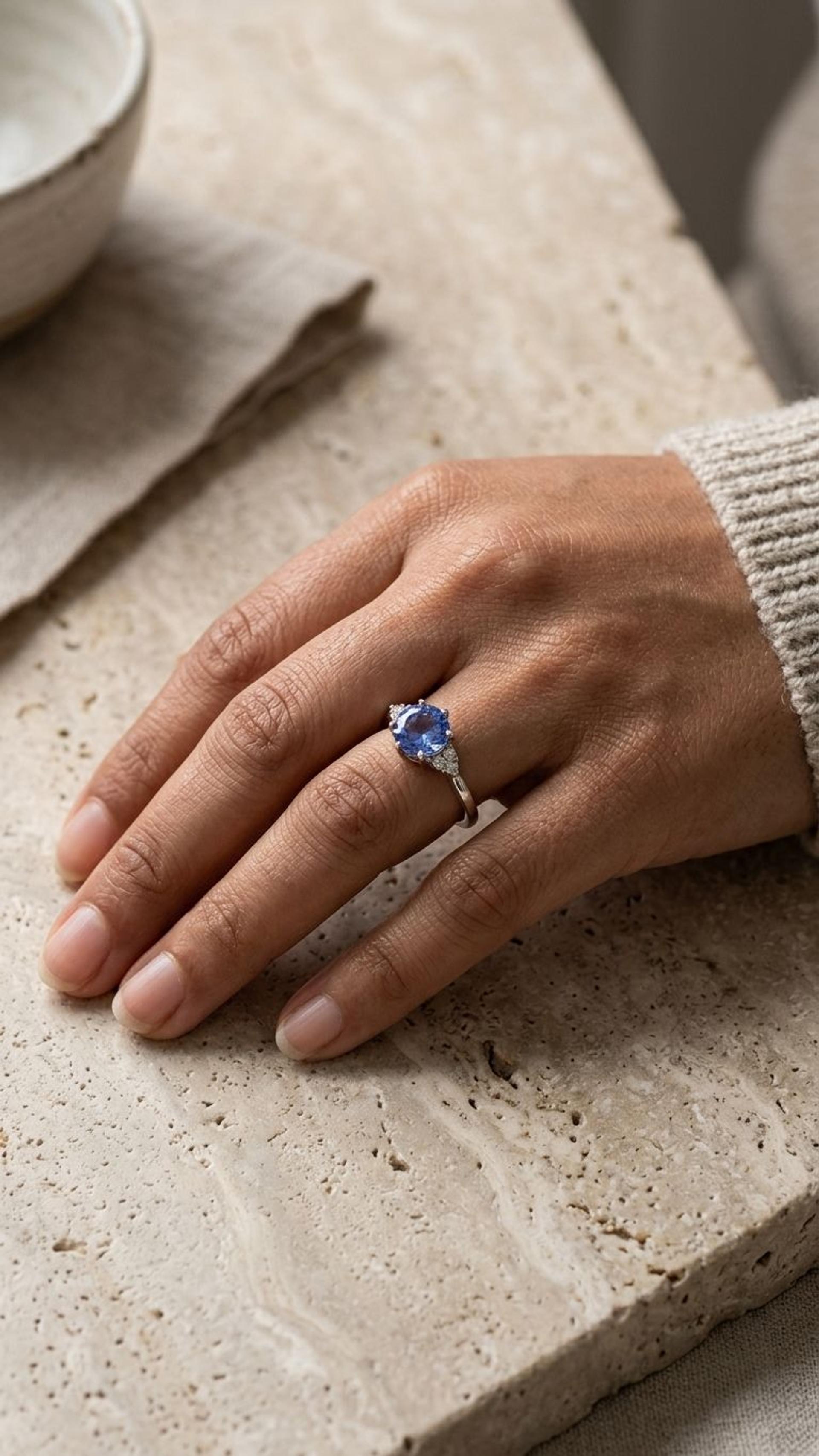 Tanzanite Ring view 4 — Rings in 92.5 Sterling Silver