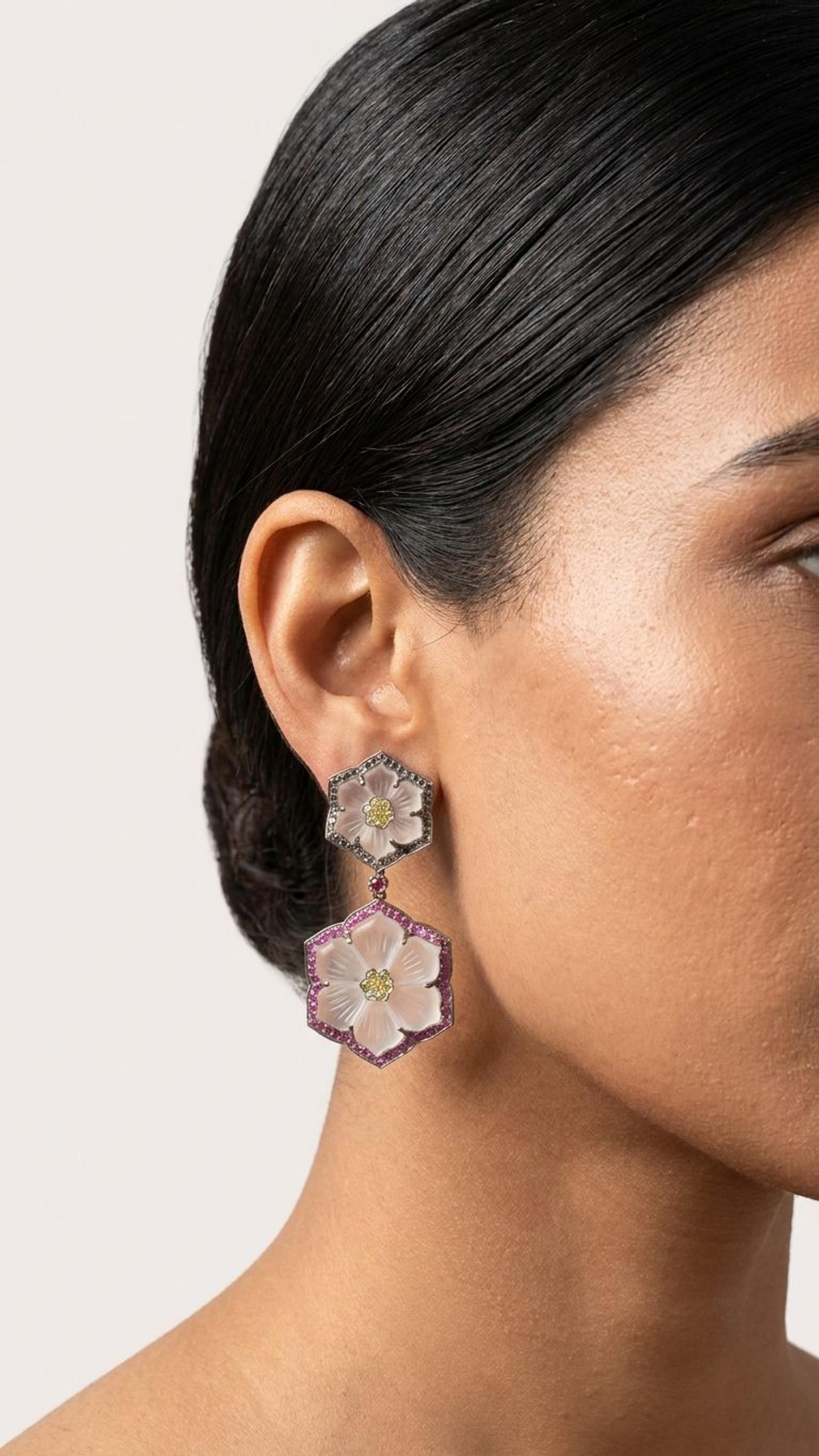 Crystal Ruby Earrings view 2 — Earrings in 92.5 Sterling Silver