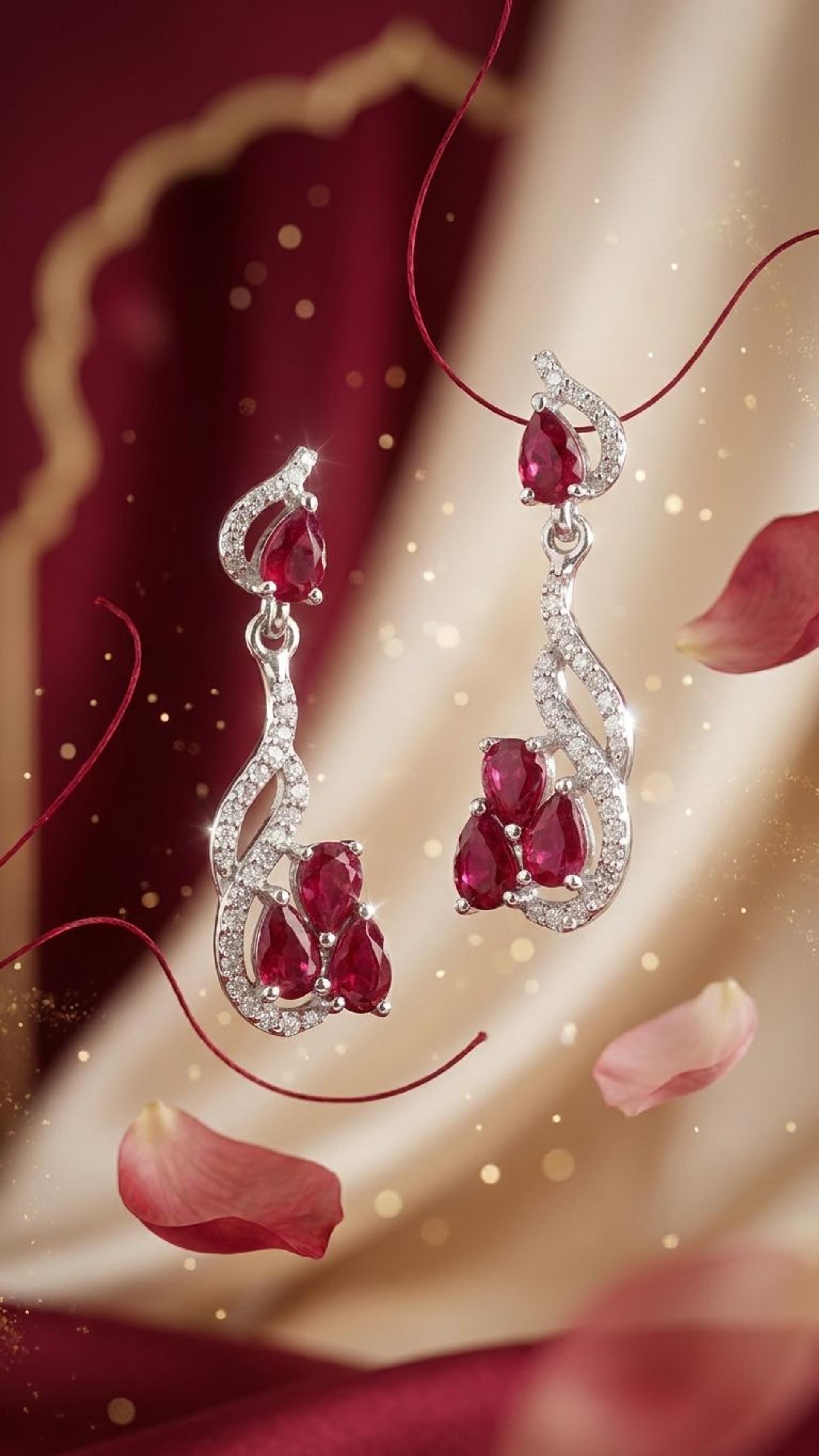 Ruby Earrings view 2 — Earrings in 92.5 Sterling Silver