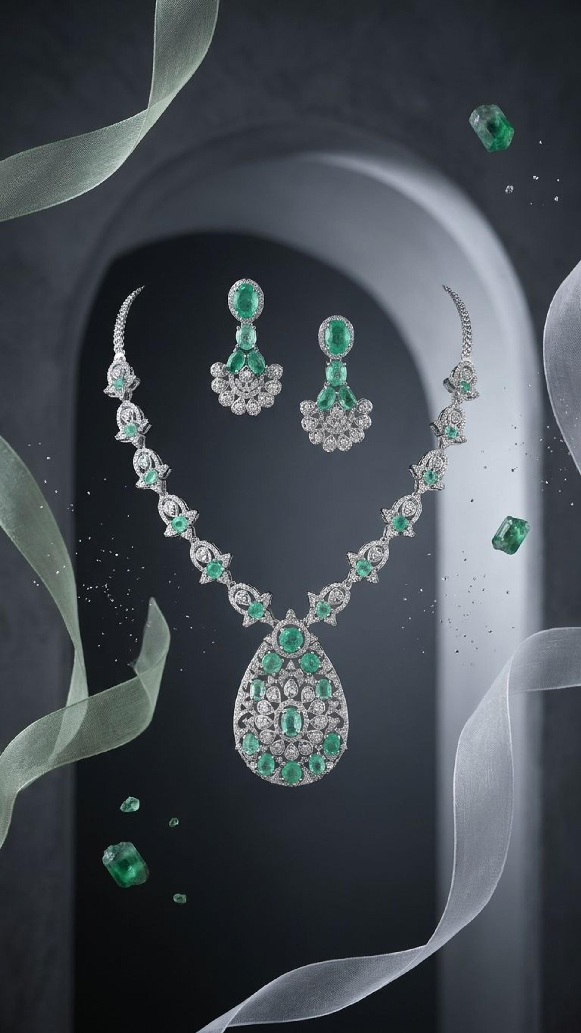 Emerald Necklace view 3 — Necklaces in 92.5 Sterling Silver