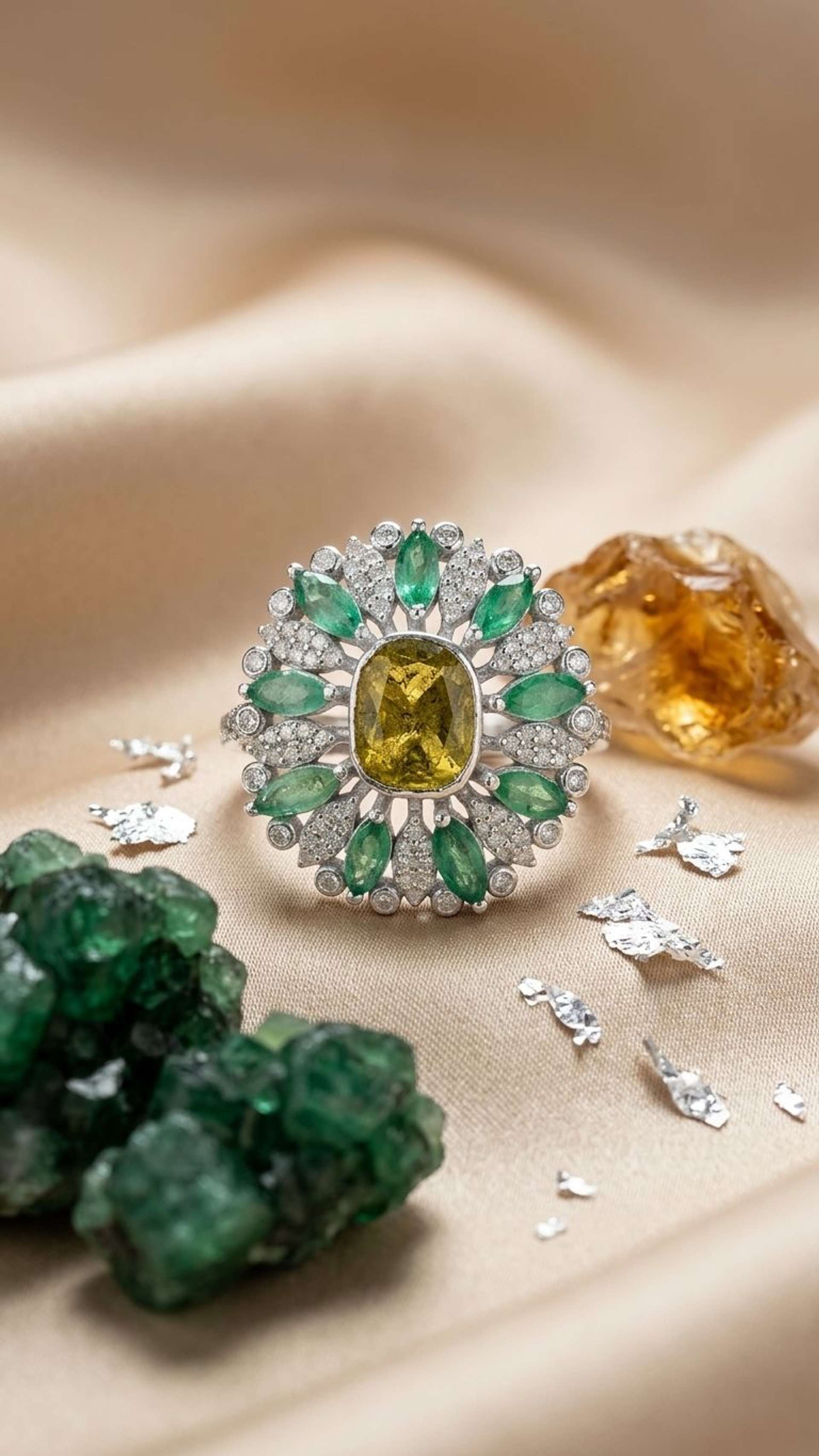 Emerald Ring in 92.5 sterling silver by Surya Jewellers Jaipur