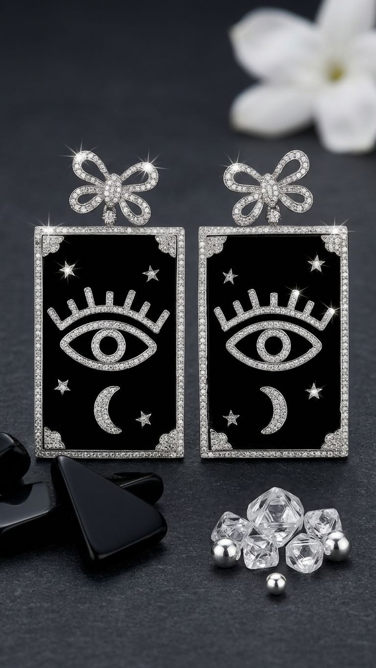 Onyx Earrings view 3 — Earrings in 92.5 Sterling Silver