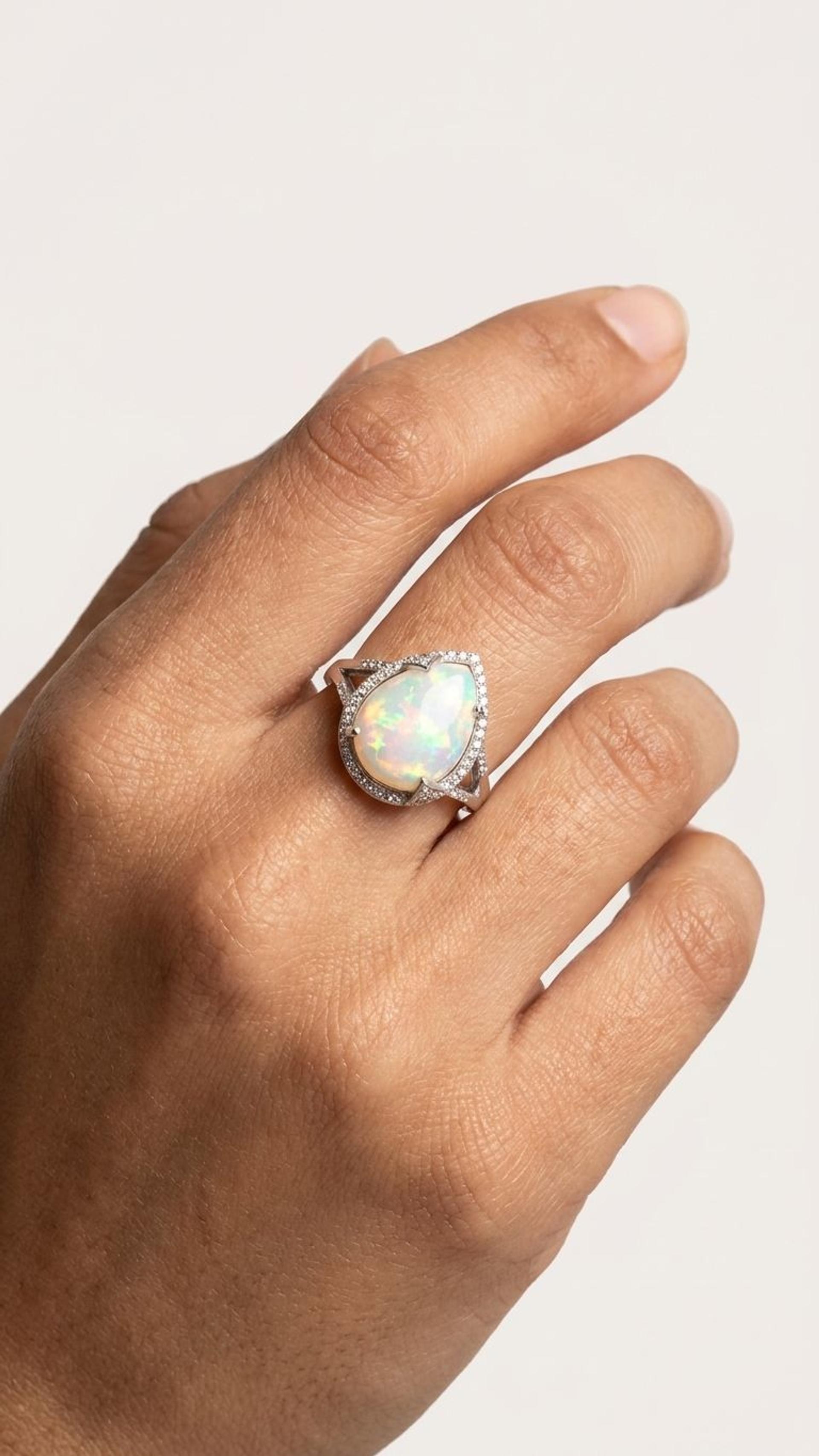 White Opal Ring view 3 — Rings in 92.5 Sterling Silver