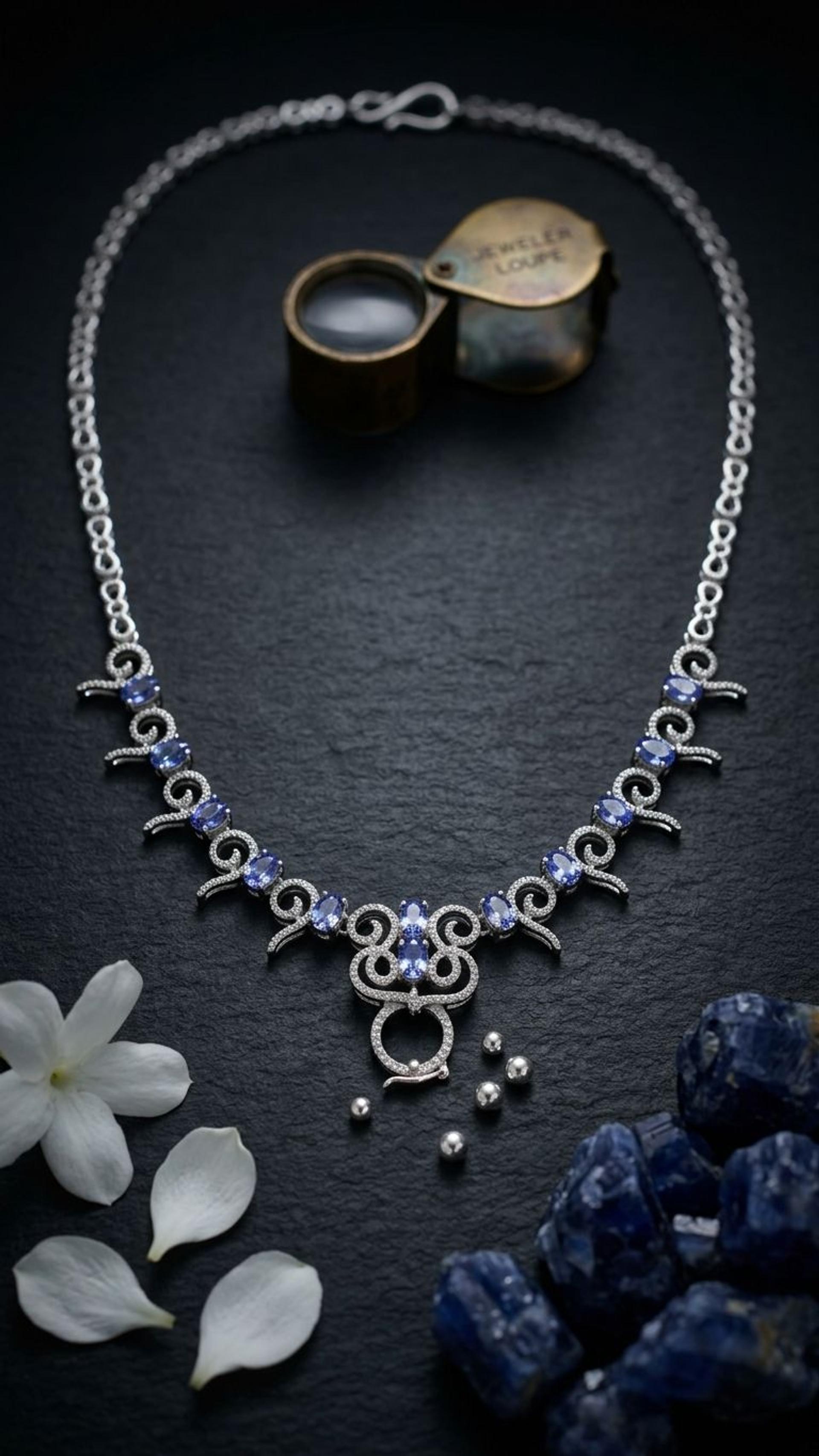 Tanzanite Necklace view 3 — Necklaces in 92.5 Sterling Silver