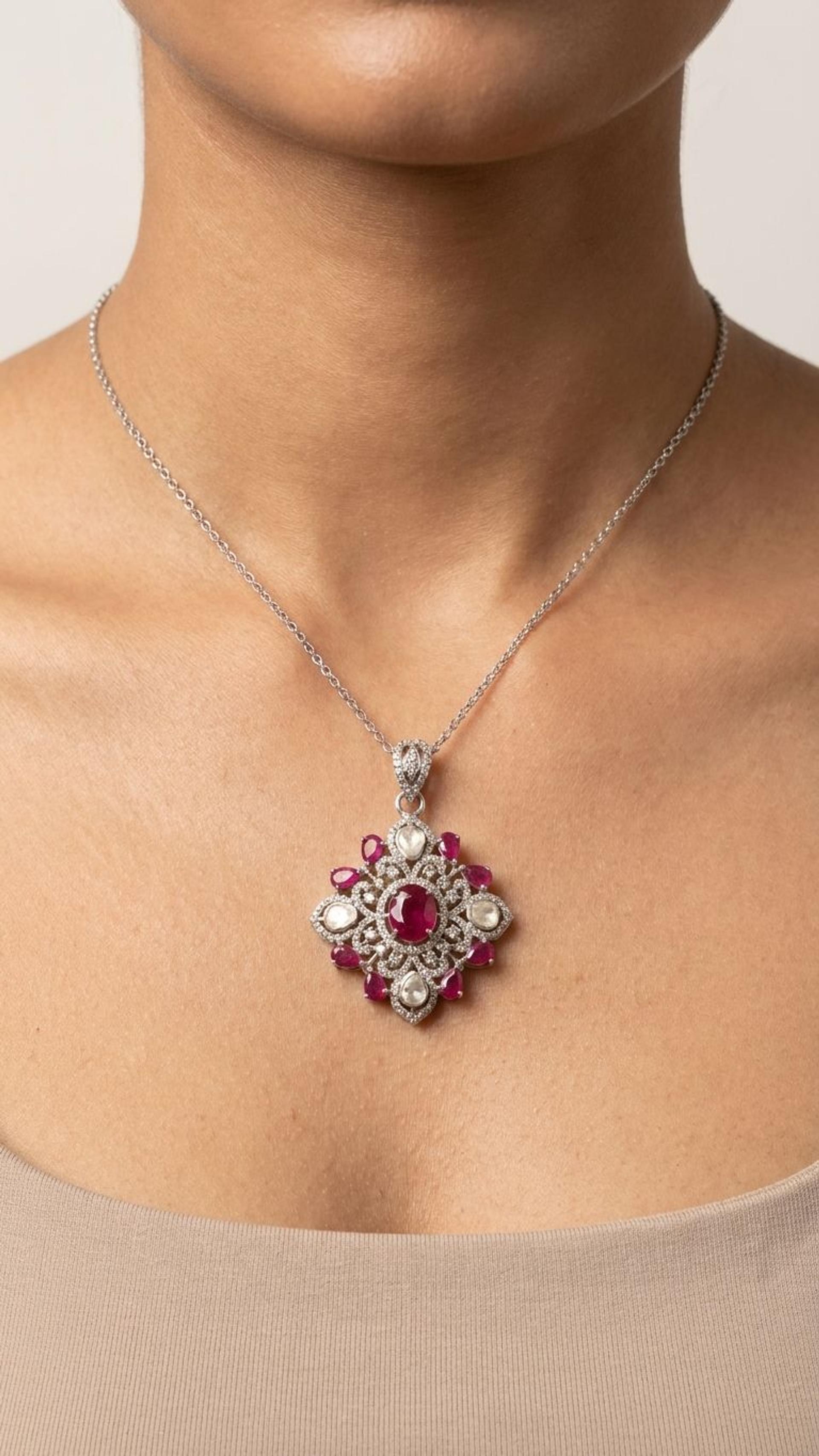 Ruby Pendant view 2 — Pendants in 92.5 Sterling Silver