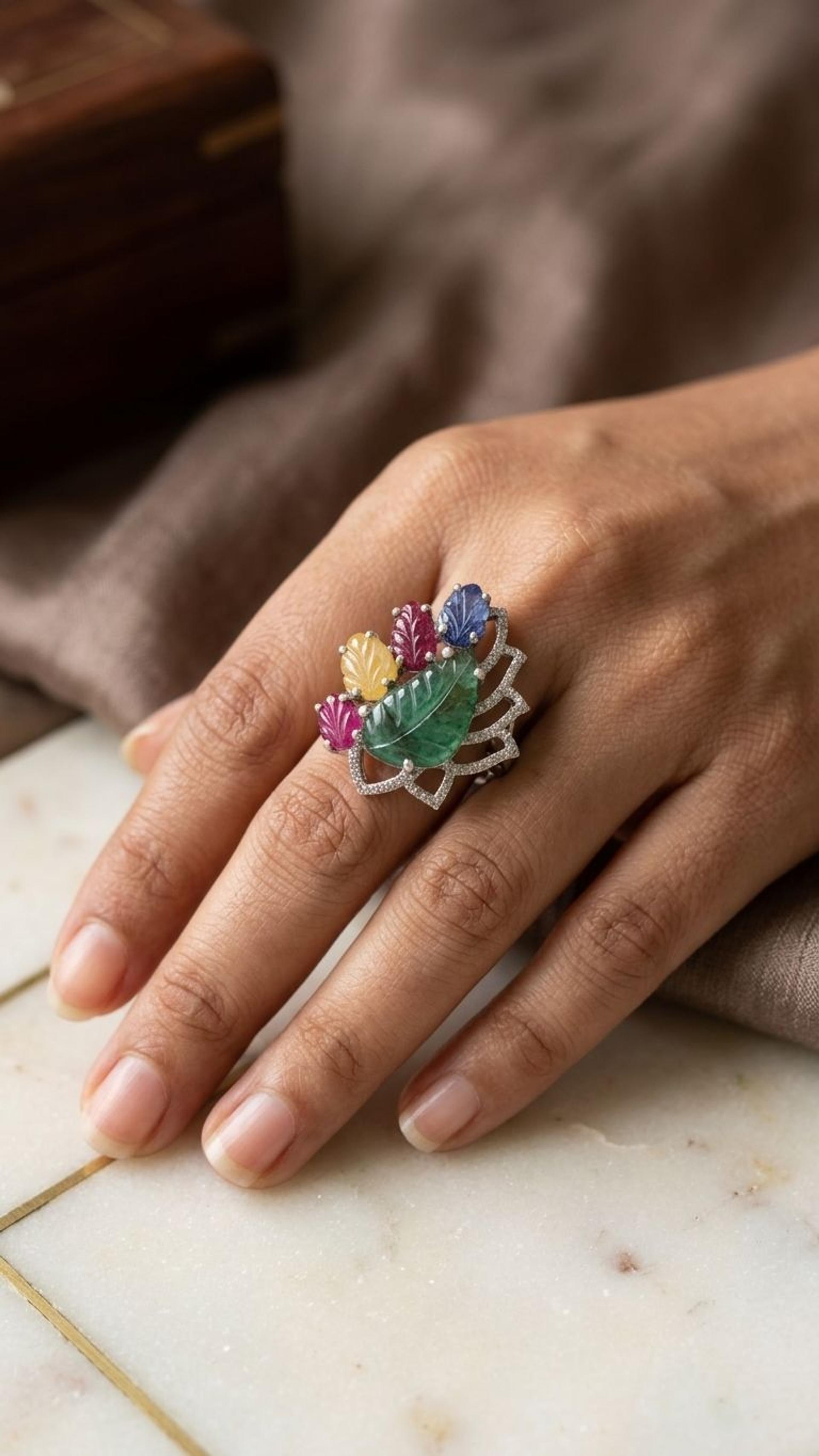 Multi Sapphire Ring view 4 — Rings in 92.5 Sterling Silver
