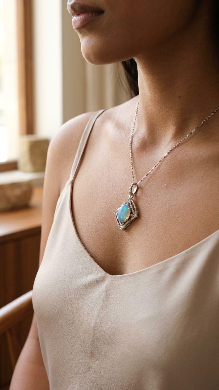 Opal Opal Pendant in 92.5 Sterling Silver — Surya Jewellers Jaipur