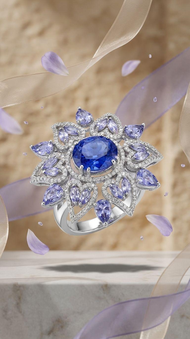 Tanzanite Tanzanite Ring in 92.5 Sterling Silver — Surya Jewellers Jaipur