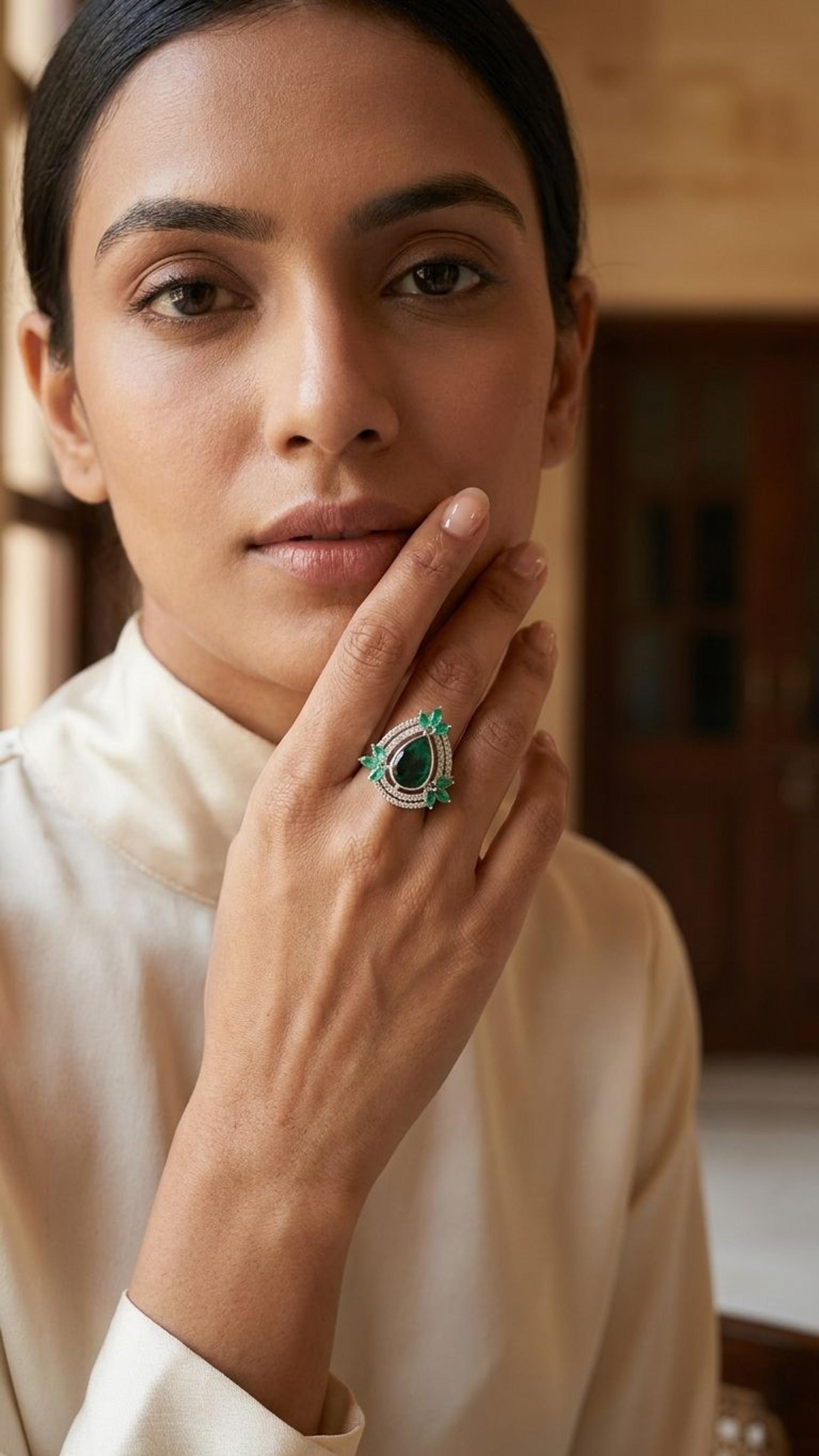Emerald Ring view 3 — Rings in 92.5 Sterling Silver