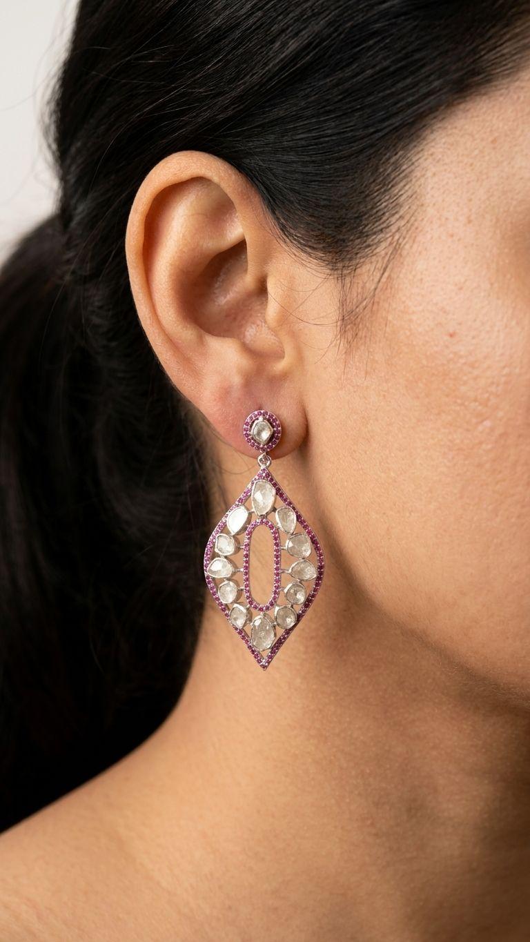 Ruby Ruby Earrings in 92.5 Sterling Silver — Surya Jewellers Jaipur