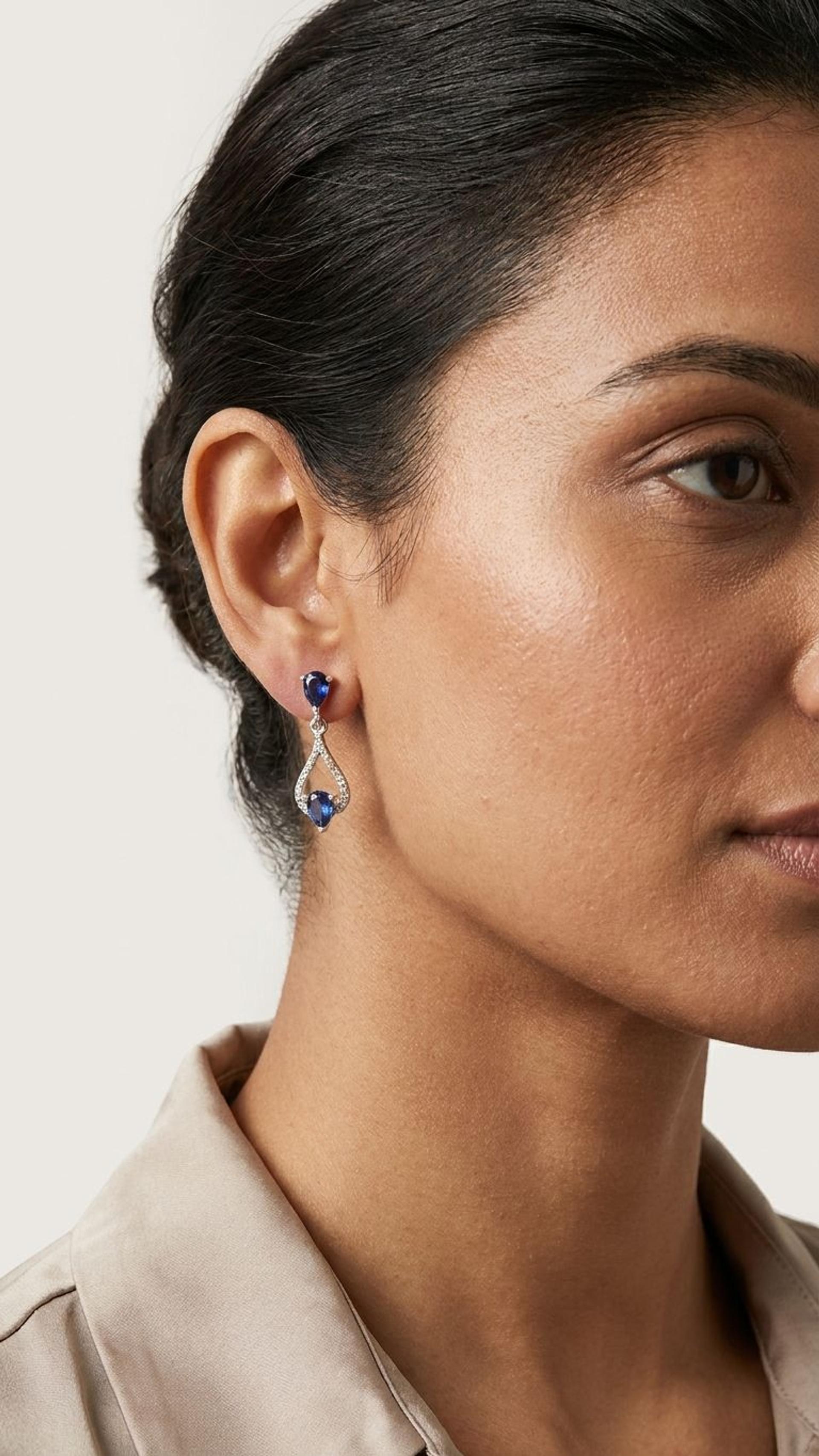 Kyanite Earrings view 4 — Earrings in 92.5 Sterling Silver
