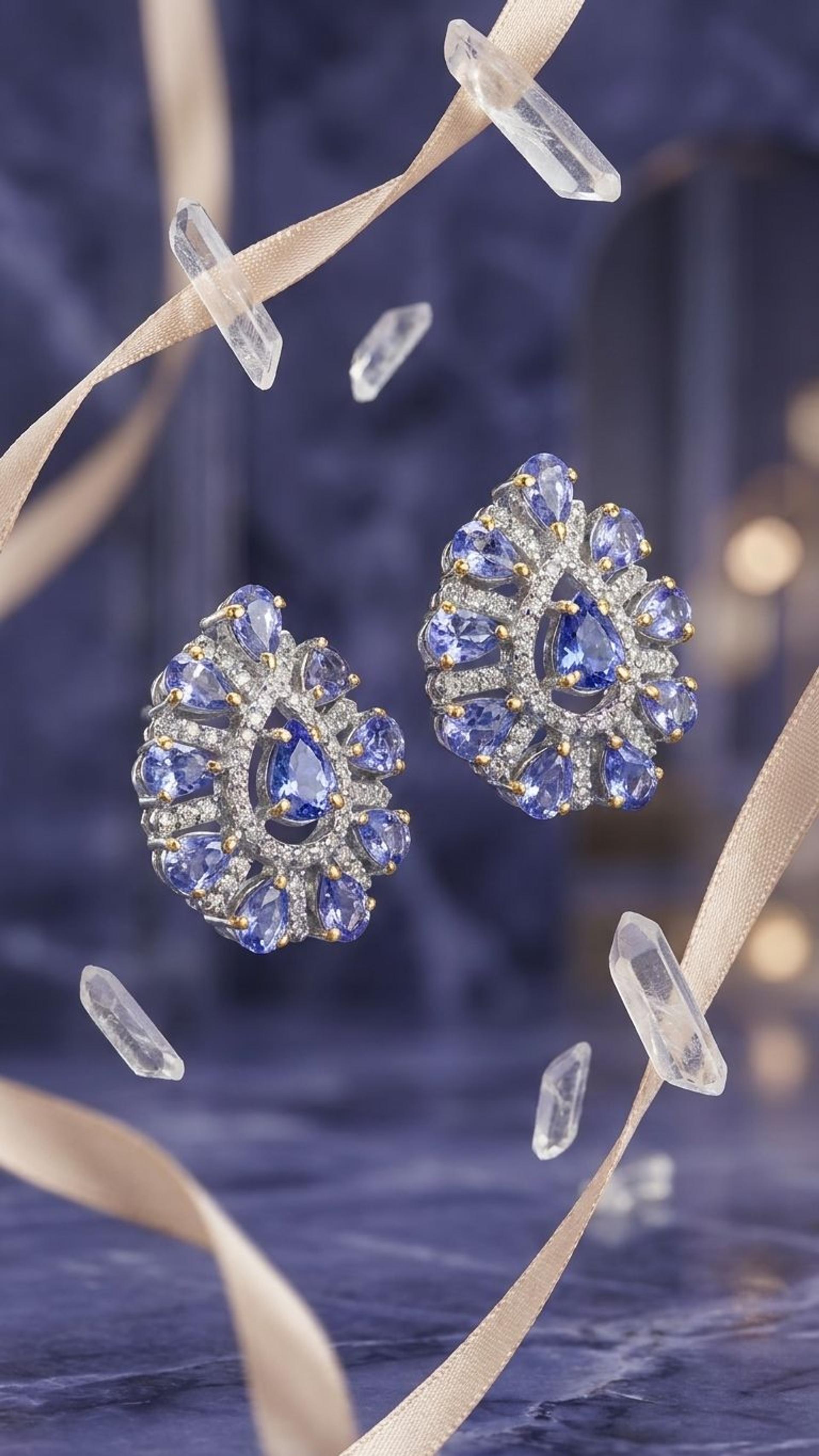 Tanzanite Tanzanite Stud in 92.5 Sterling Silver — Surya Jewellers Jaipur