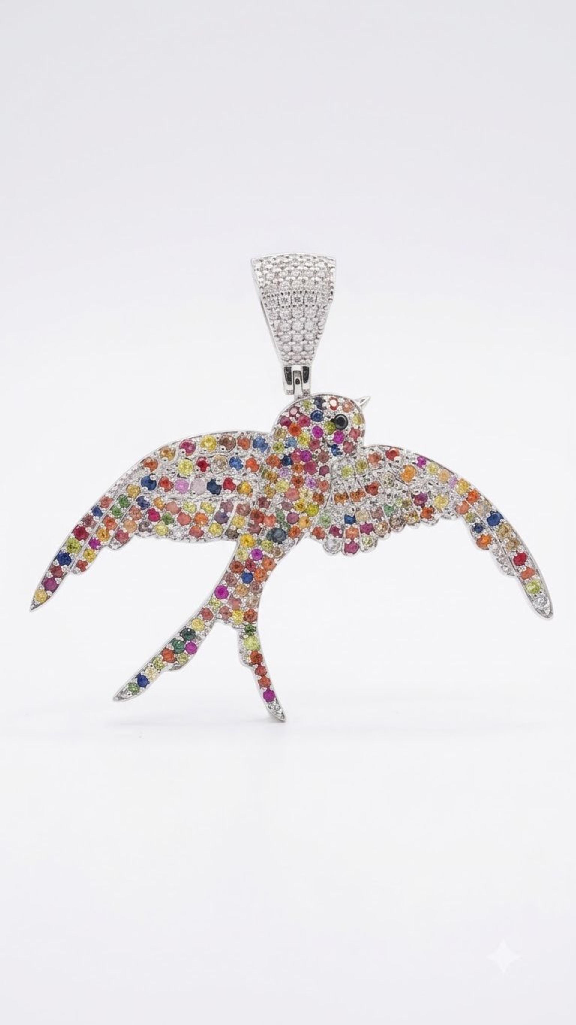 Multi Sapphire Pendant view 3 — Pendants in 92.5 Sterling Silver