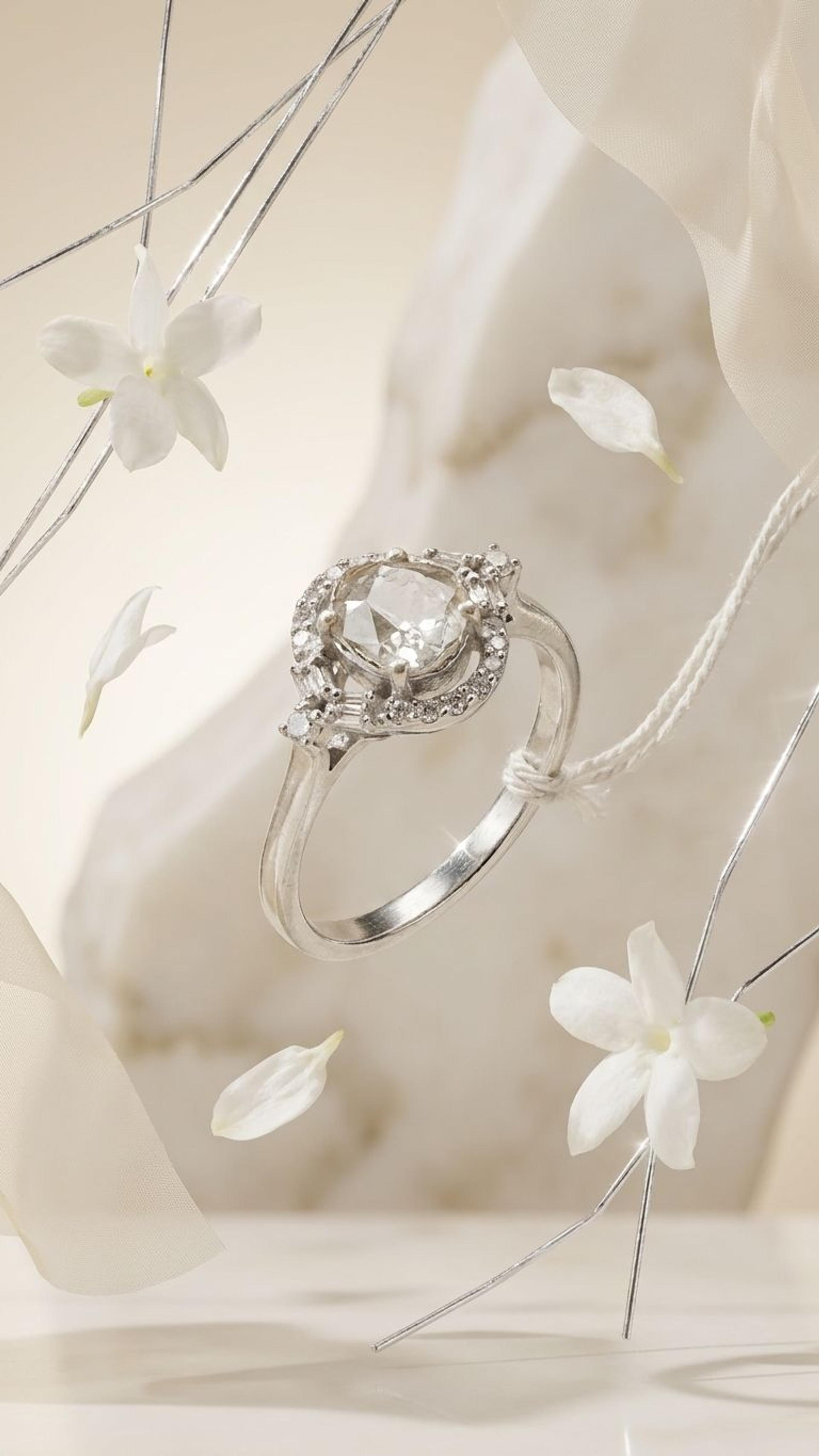 Diamond Polki Ring view 2 — Rings in 92.5 Sterling Silver