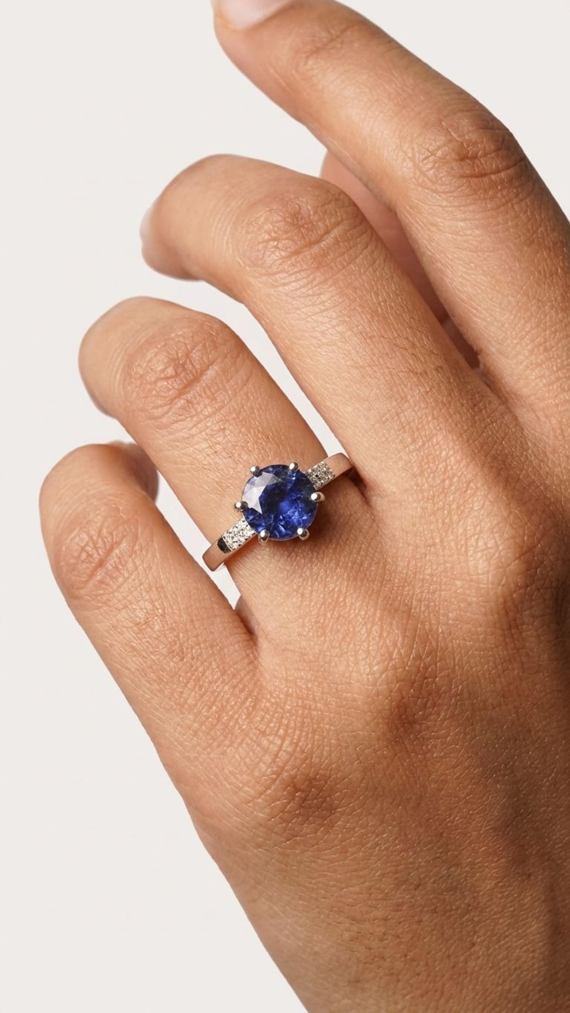 Blue Sapphire Blue Sapphire Ring in 92.5 Sterling Silver — Surya Jewellers Jaipur