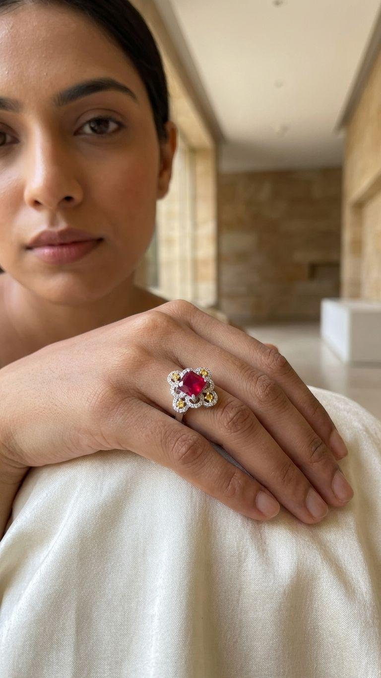 Ruby Ruby Ring in 92.5 Sterling Silver — Surya Jewellers Jaipur