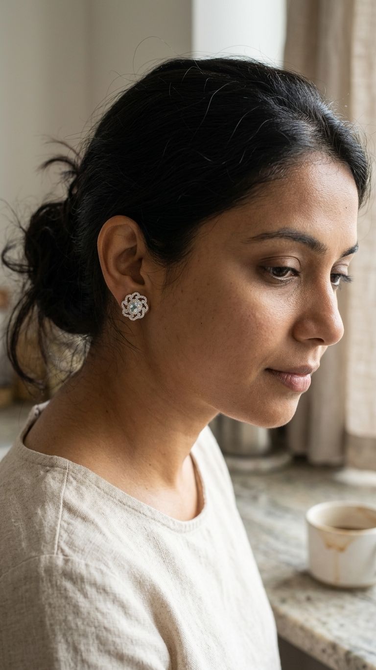 Aquamarine Stud view 4 — Studs in 92.5 Sterling Silver