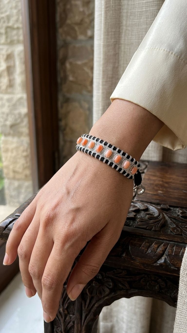 Coral Bracelet view 4 — Bracelets in 92.5 Sterling Silver