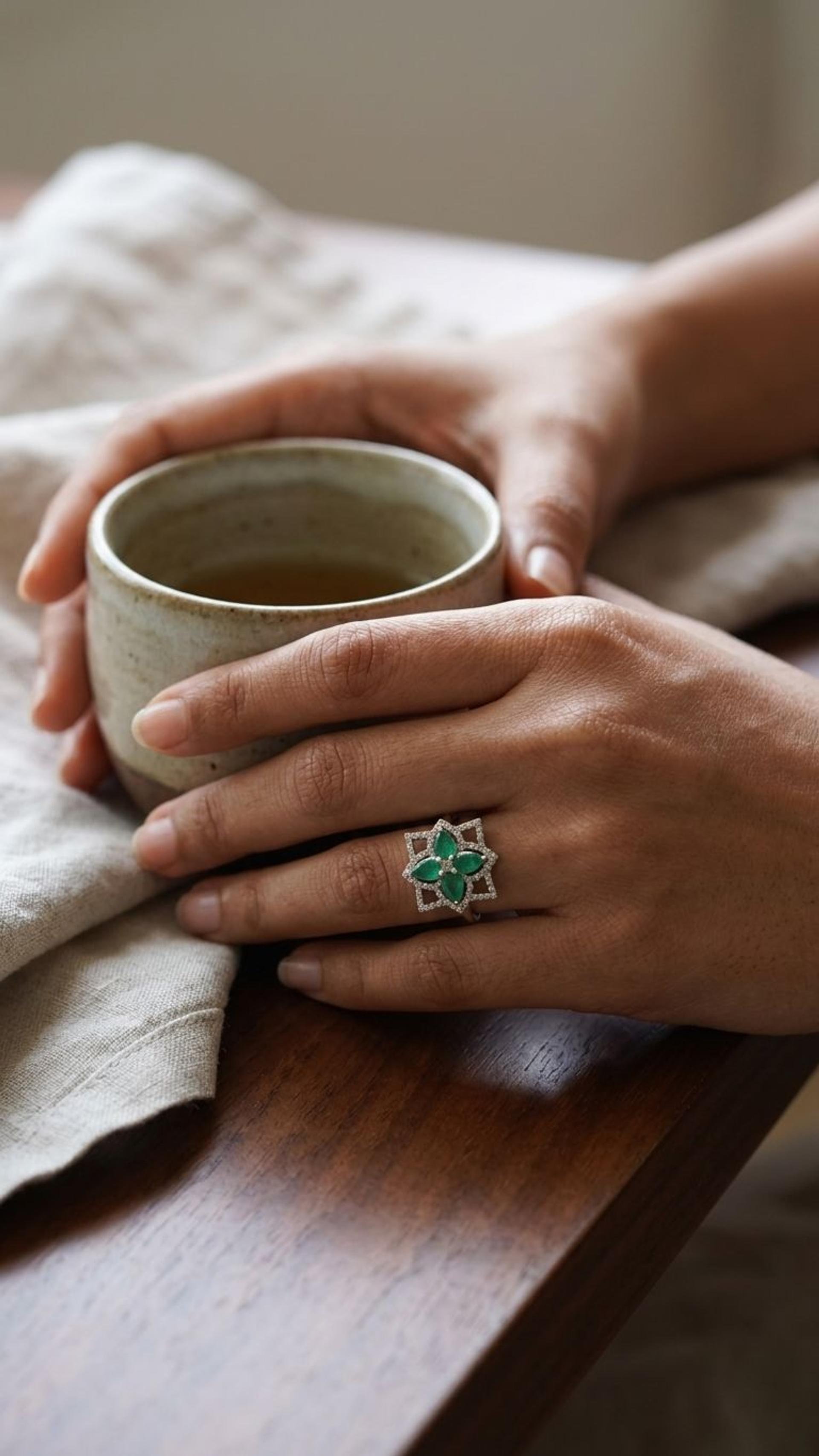 Emerald Ring view 2 — Rings in 92.5 Sterling Silver