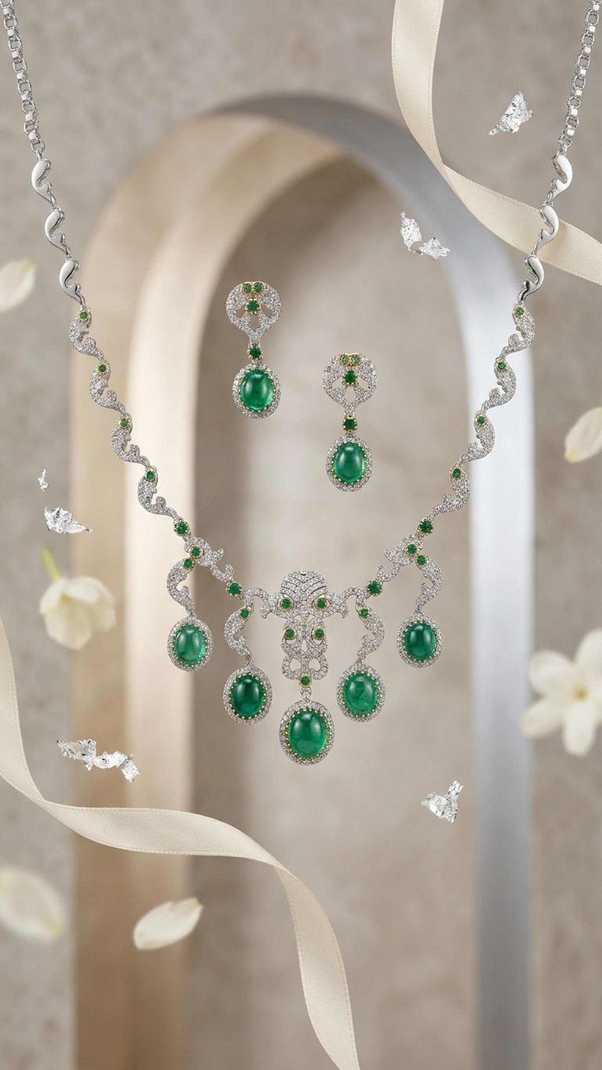 Emerald Necklace view 4 — Necklaces in 92.5 Sterling Silver
