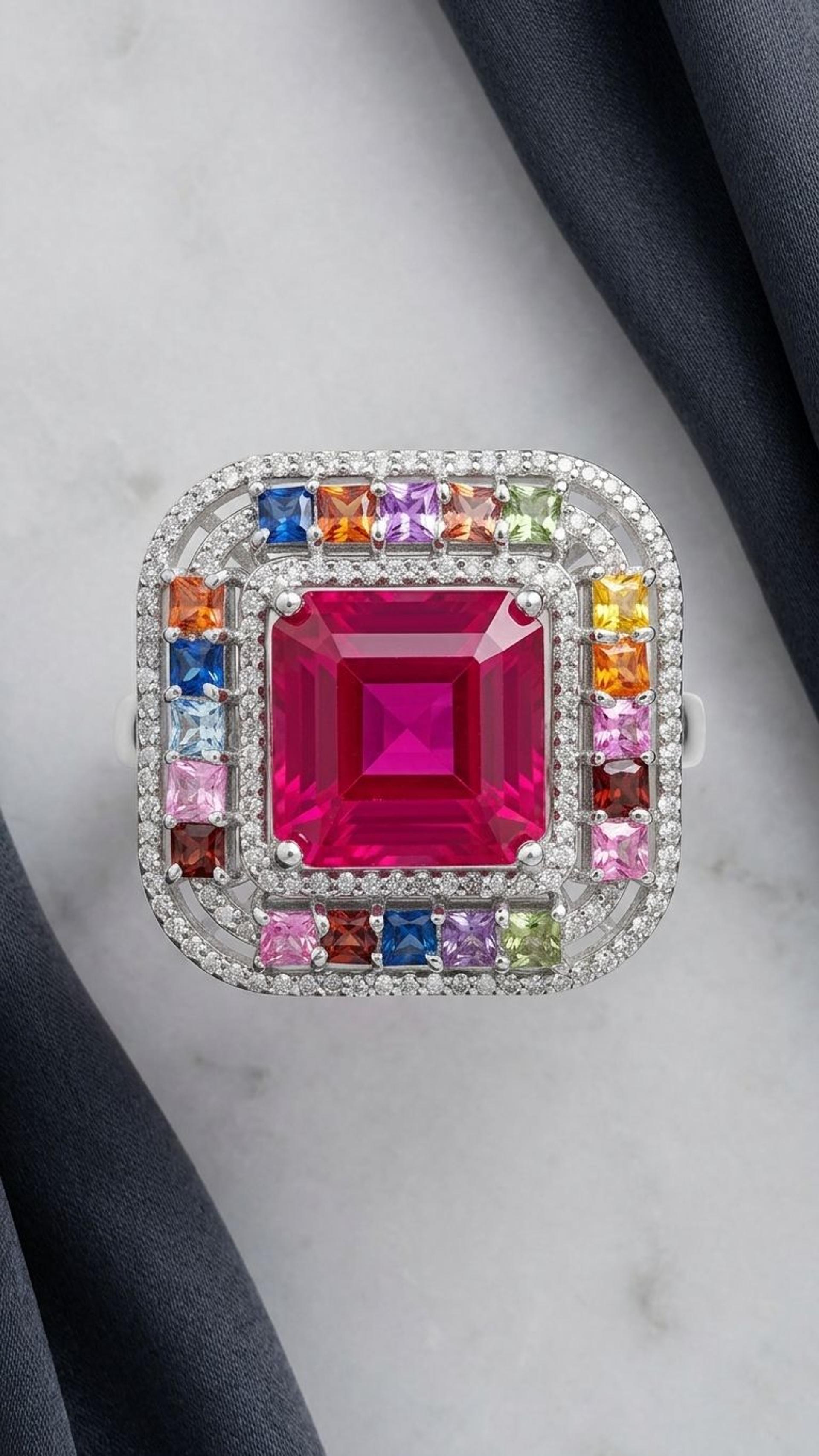 Ruby Multi Sapphire Ring view 3 — Rings in 92.5 Sterling Silver