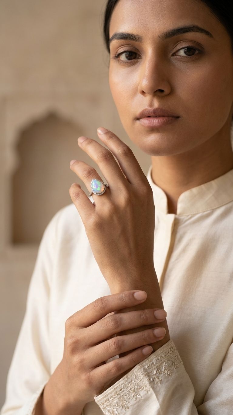 Opal Ring view 3 — Rings in 92.5 Sterling Silver