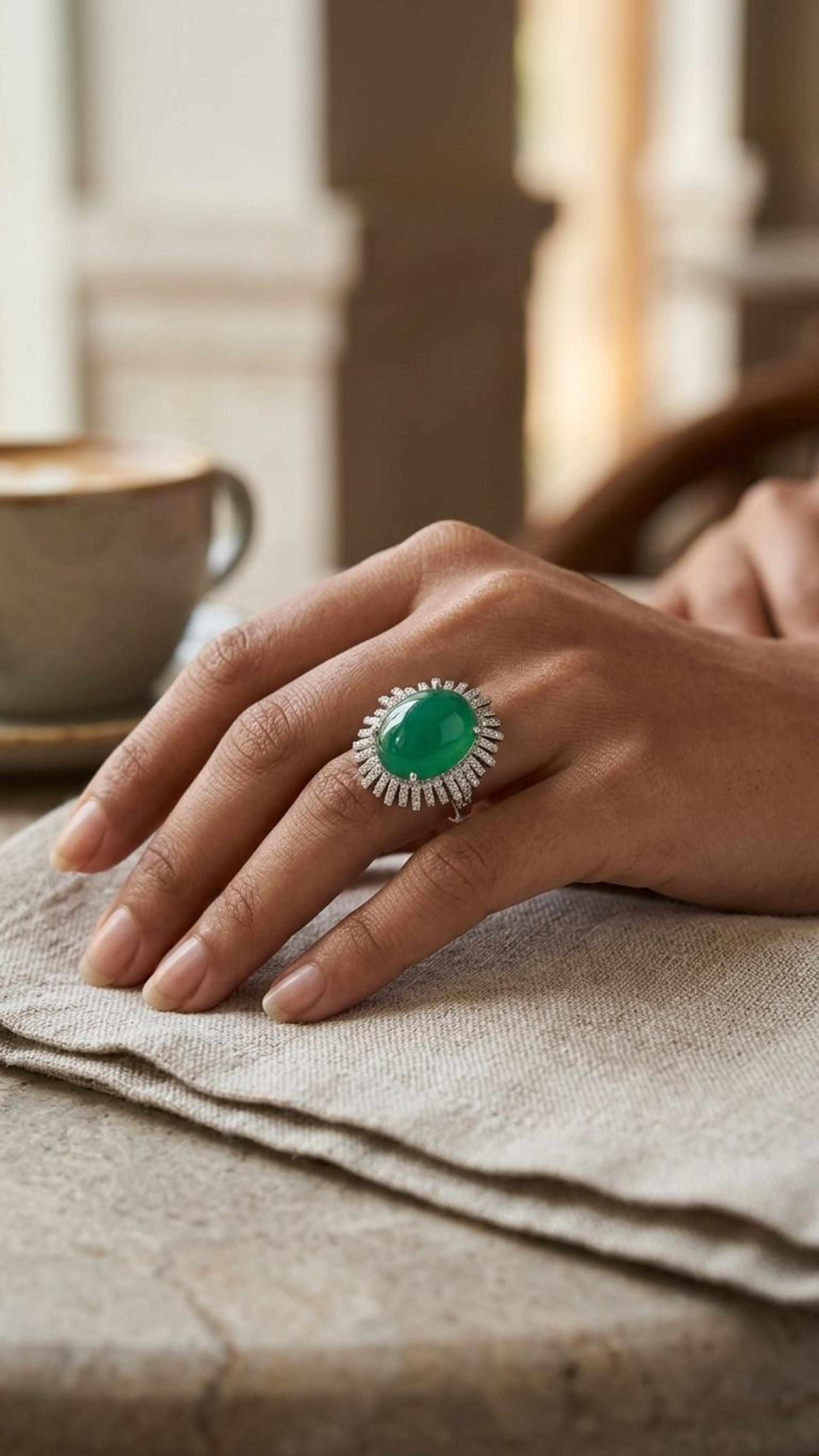 Emerald Ring view 3 — Rings in 92.5 Sterling Silver
