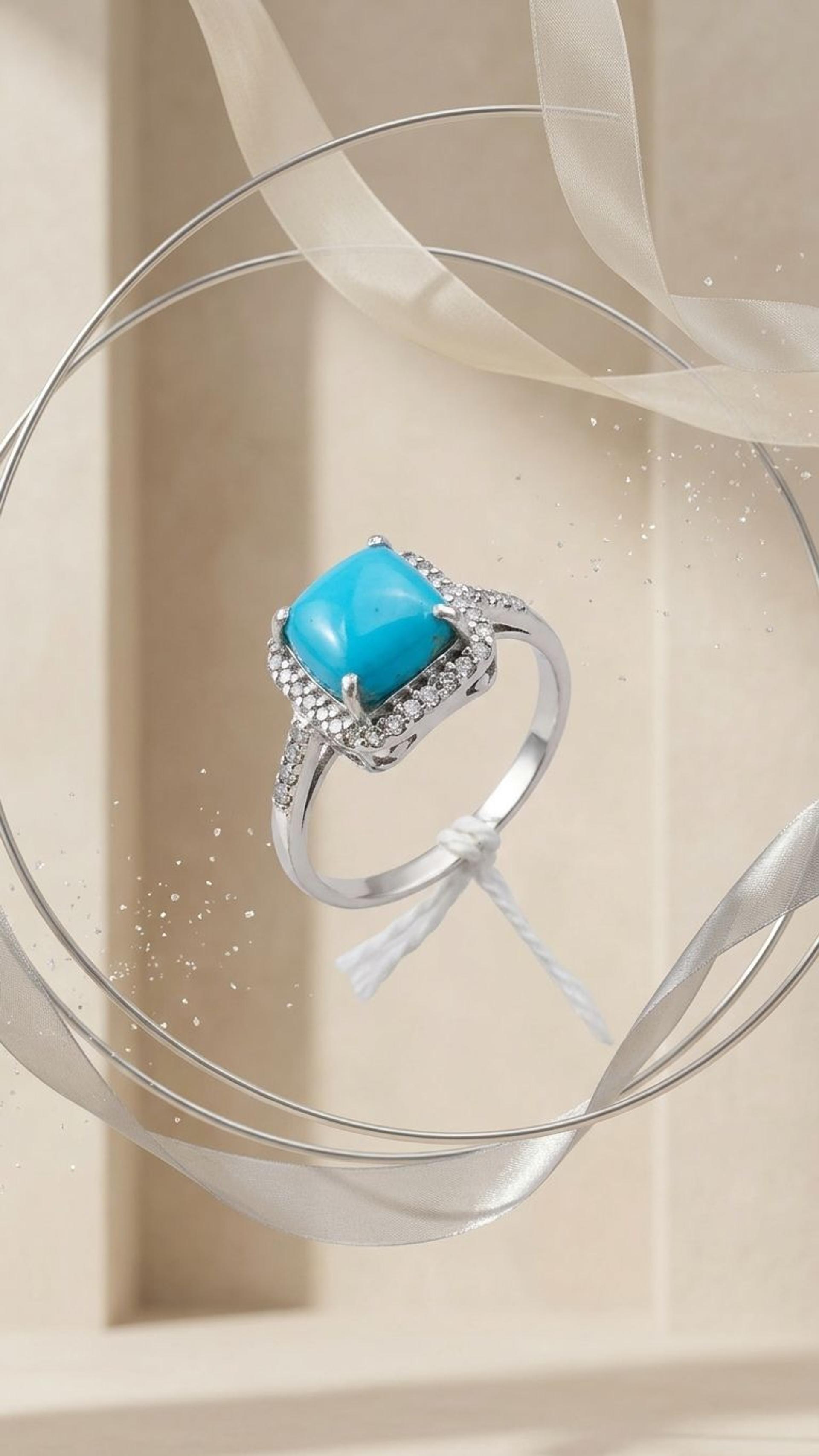 Turquoise Turquoise Ring in 92.5 Sterling Silver — Surya Jewellers Jaipur