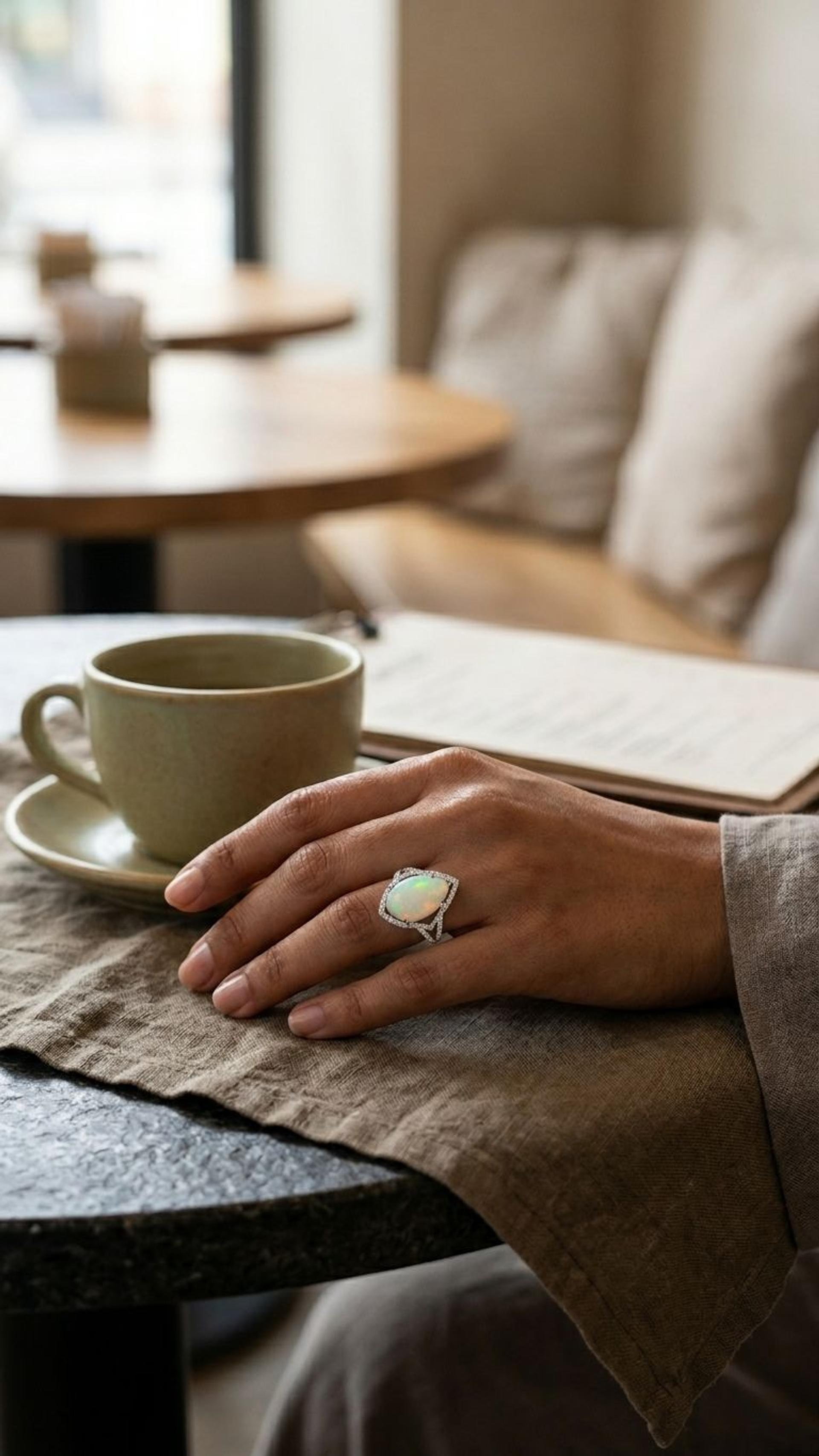 White Opal Ring view 3 — Rings in 92.5 Sterling Silver