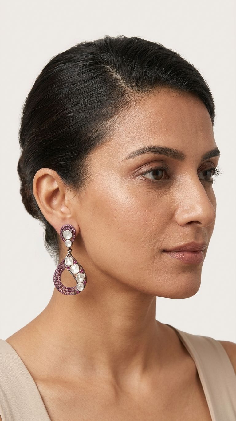 Ruby Earrings view 4 — Earrings in 92.5 Sterling Silver