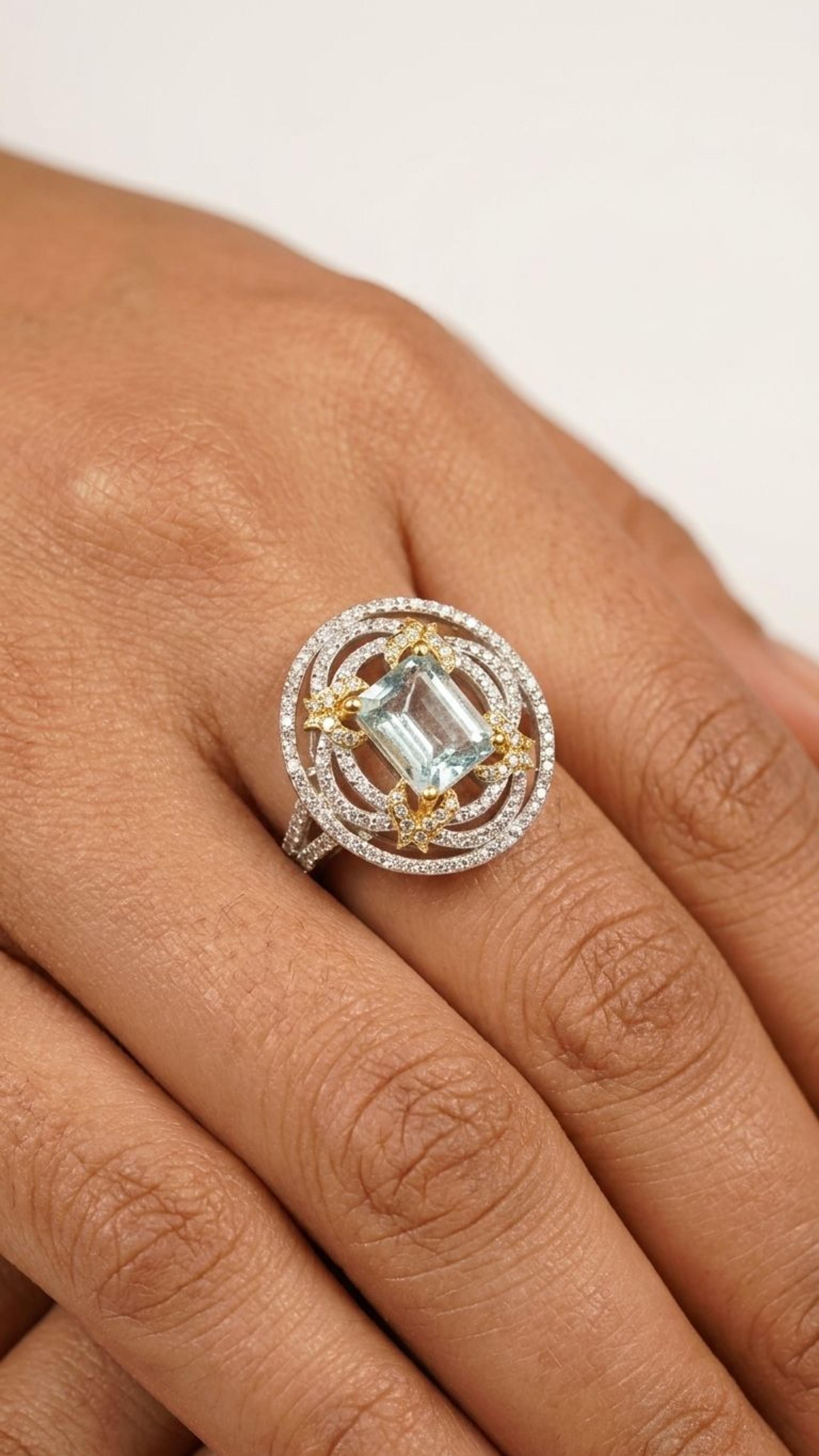 Aquamarine Ring view 4 — Rings in 92.5 Sterling Silver