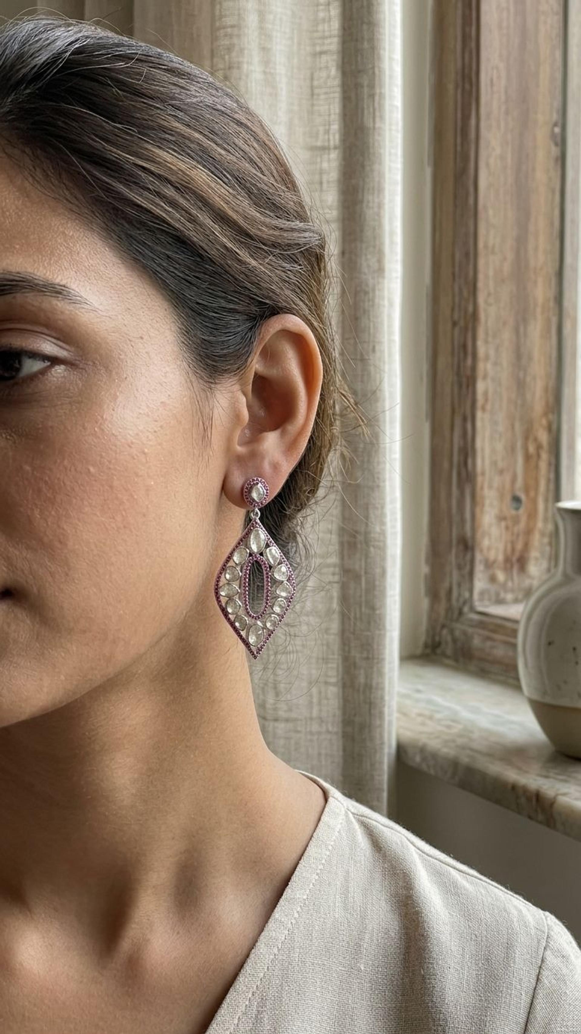 Ruby Earrings view 4 — Earrings in 92.5 Sterling Silver