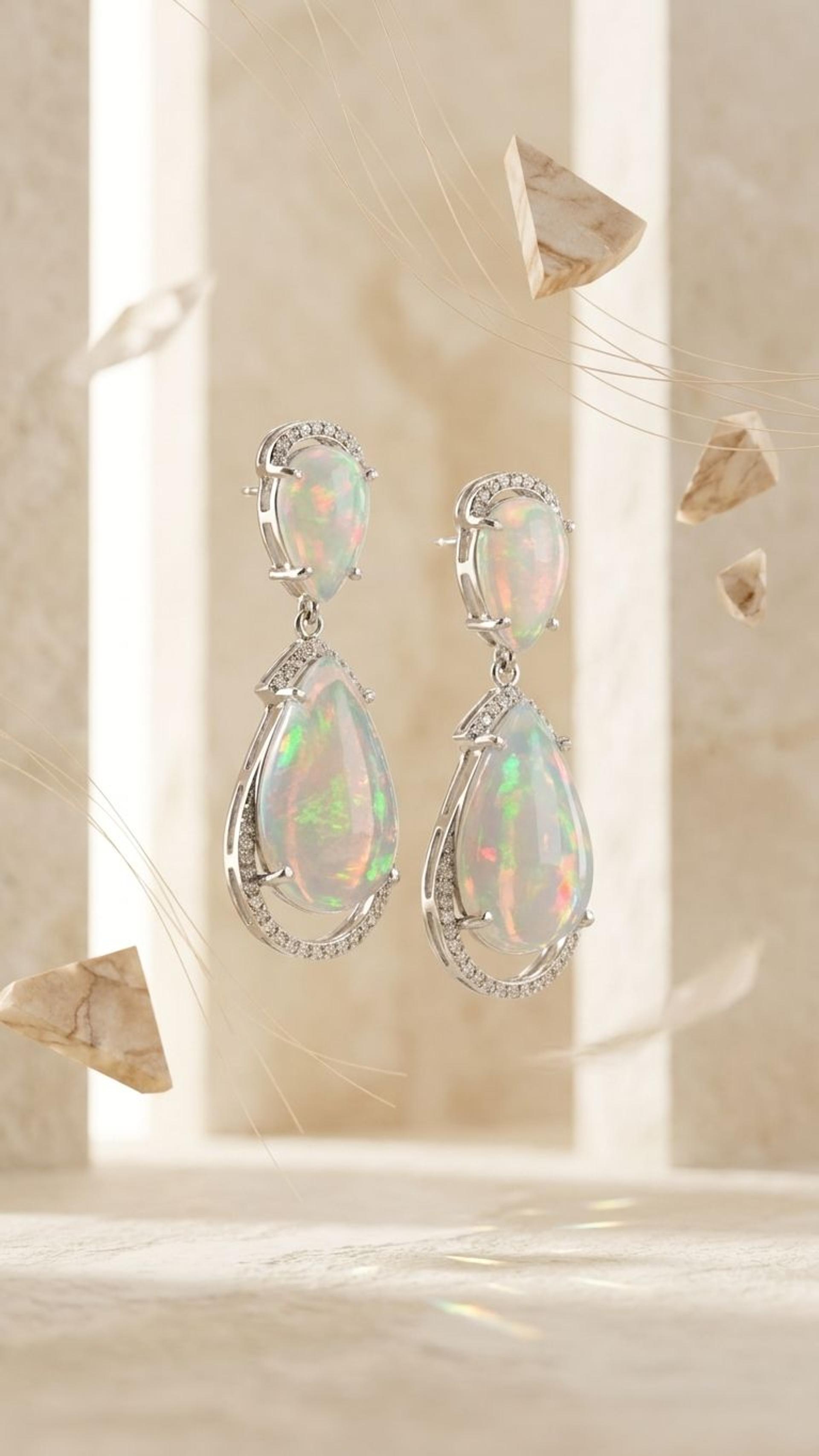 Opal Opal Earrings in 92.5 Sterling Silver — Surya Jewellers Jaipur