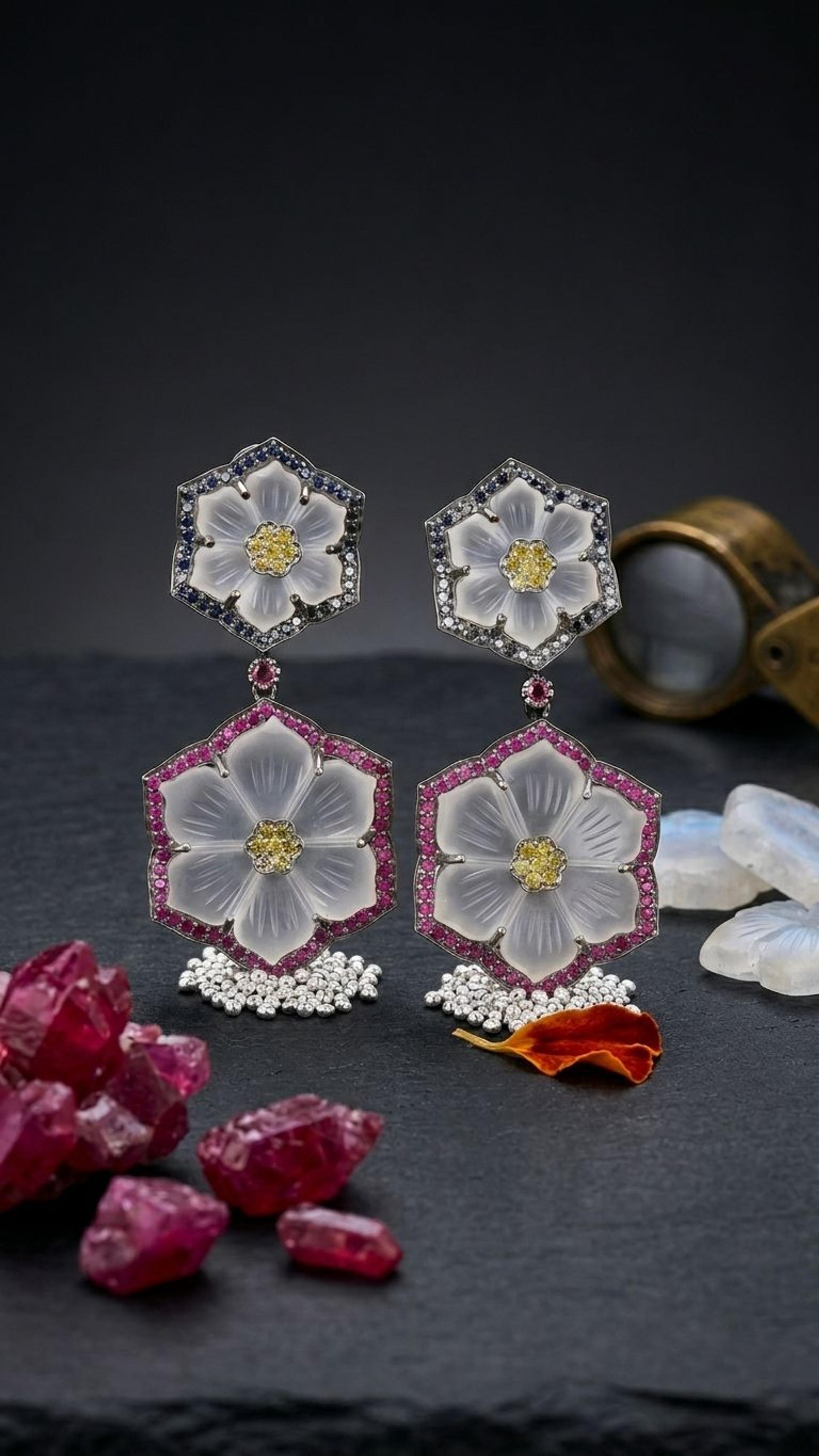 Crystal Ruby Earrings view 3 — Earrings in 92.5 Sterling Silver