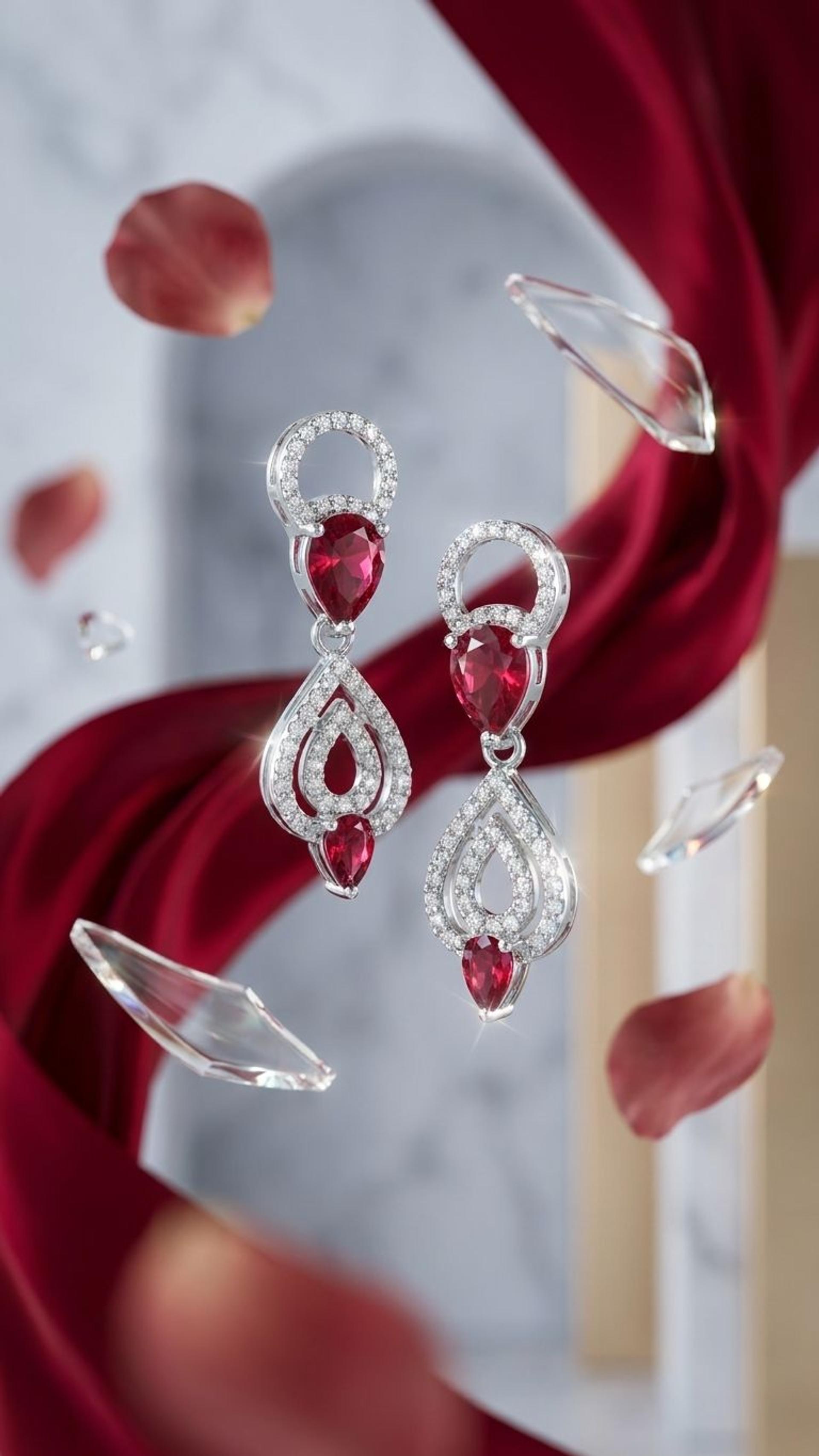 Ruby Earrings view 2 — Earrings in 92.5 Sterling Silver