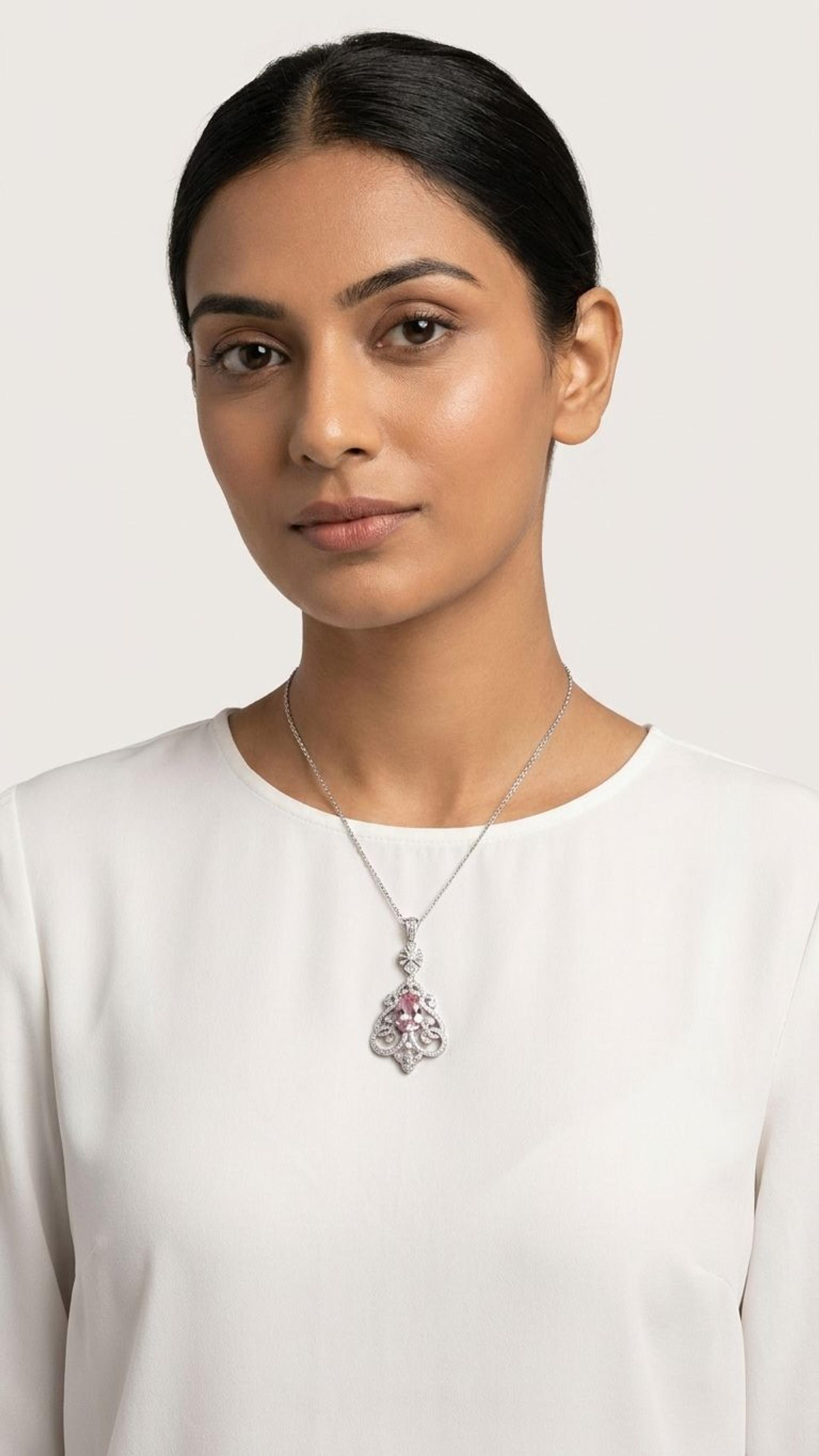 Morganite stone Morganite Stone Pendant in 92.5 Sterling Silver — Surya Jewellers Jaipur