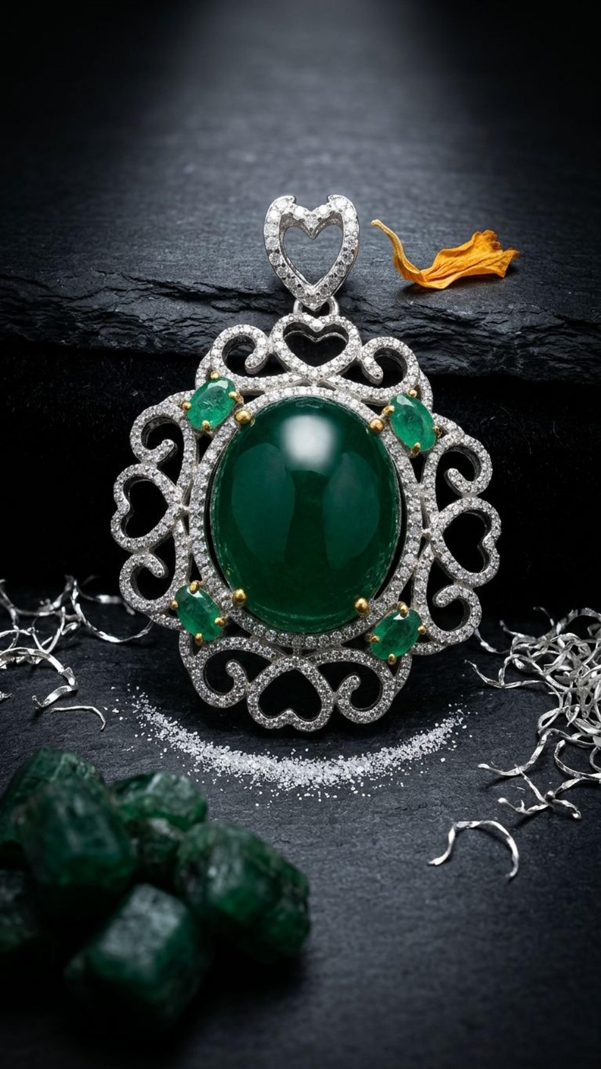Emerald Pendant view 2 — Pendants in 92.5 Sterling Silver