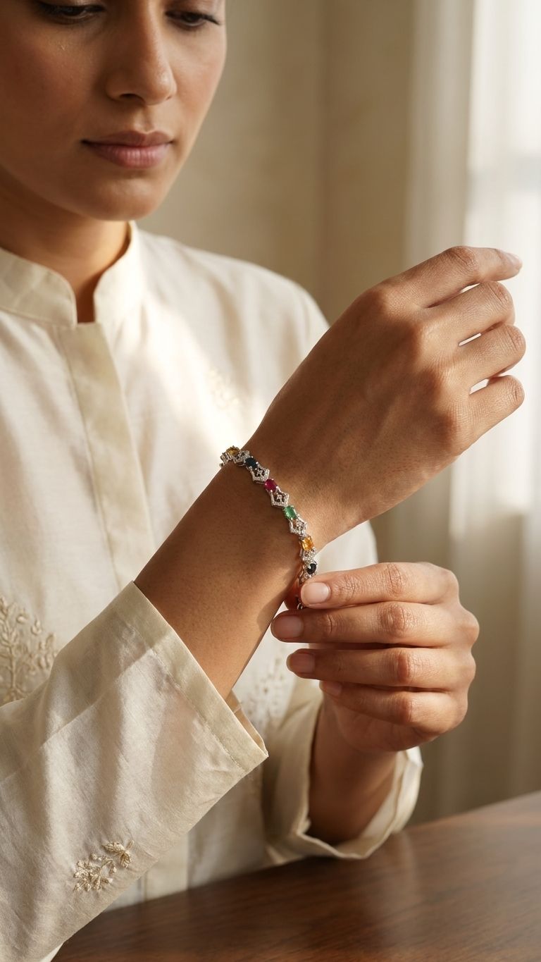 Multi Sapphire Bracelet view 3 — Bracelets in 92.5 Sterling Silver