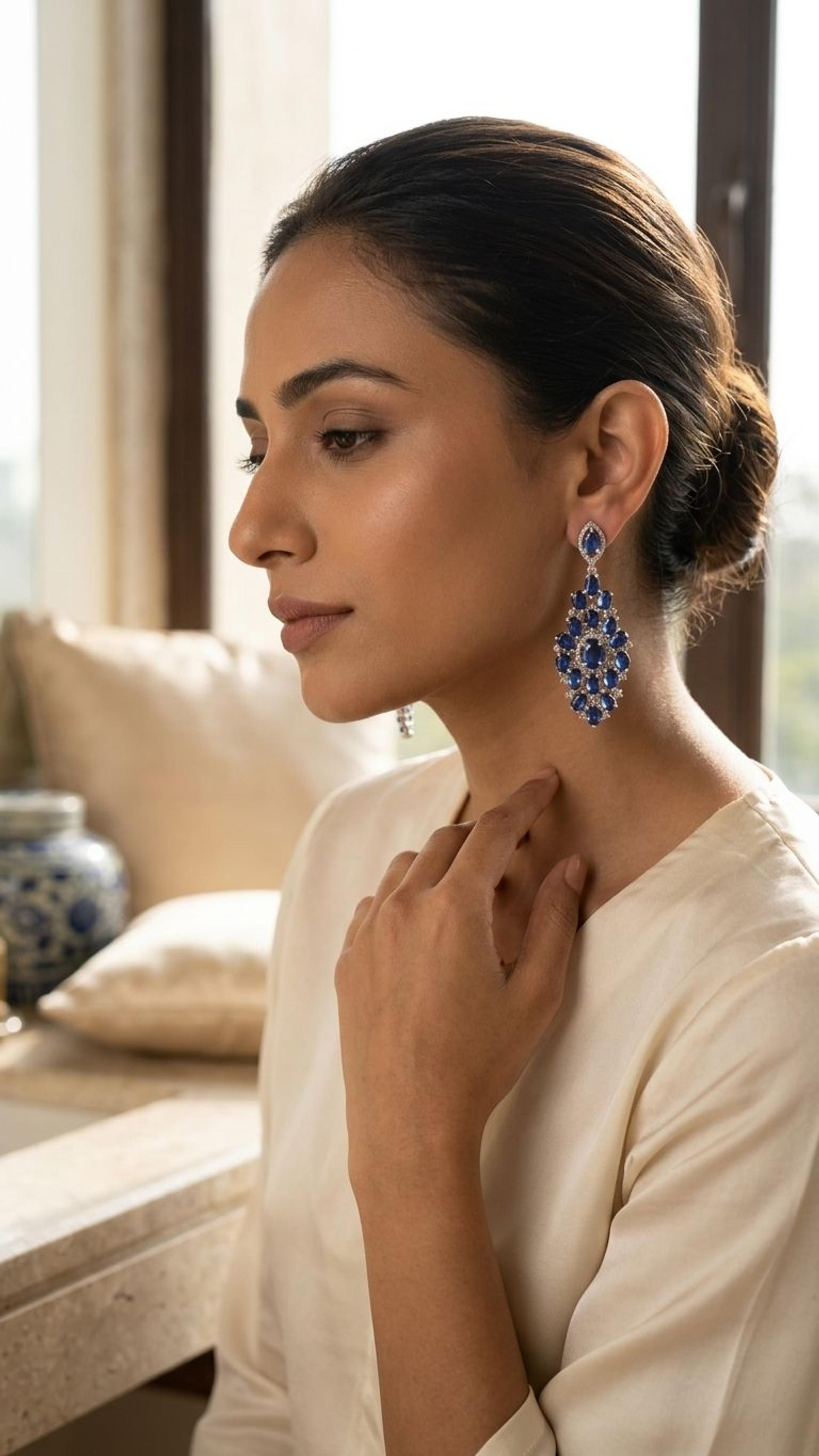 Kyanite Earrings view 4 — Earrings in 92.5 Sterling Silver