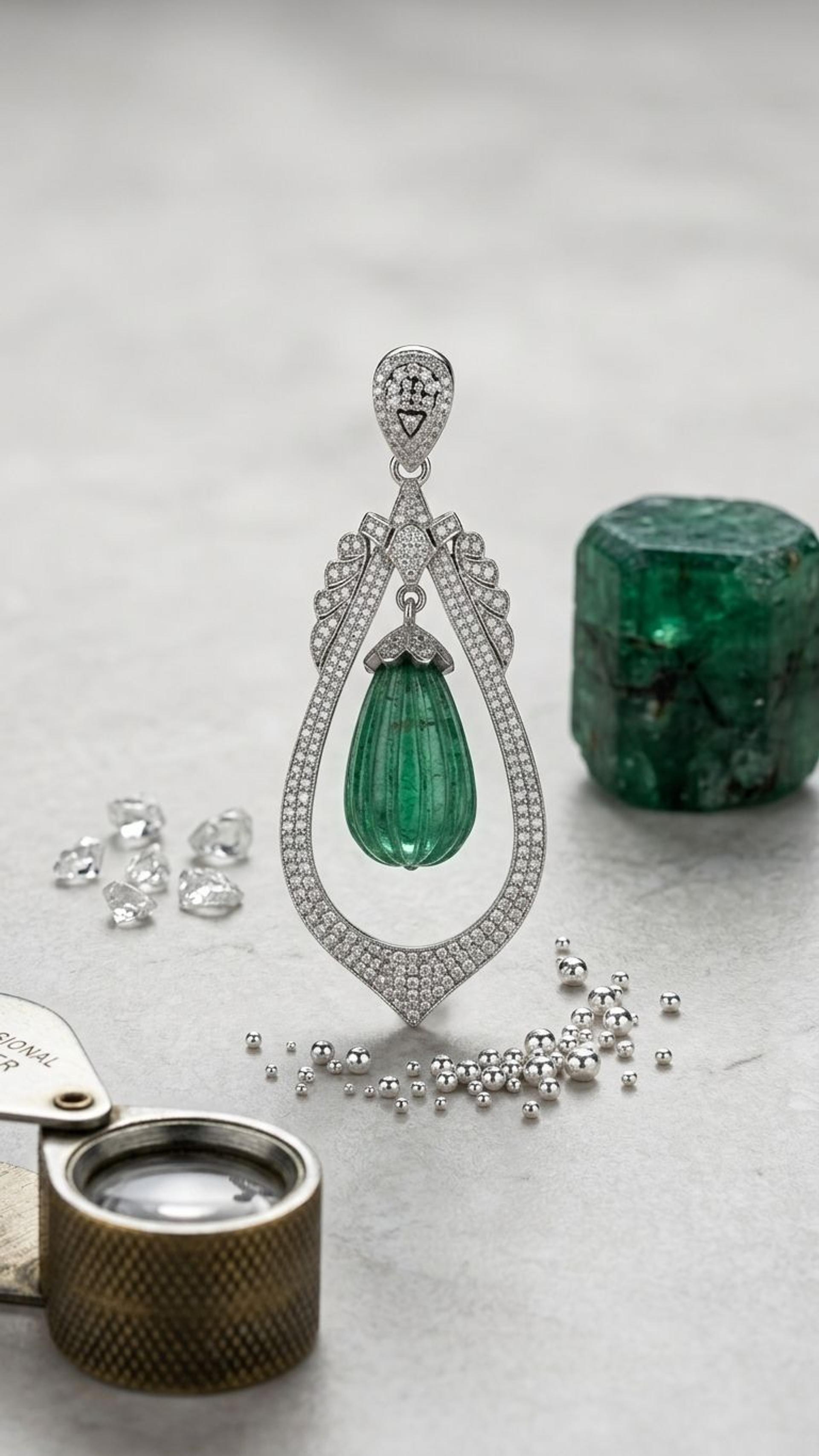 Emerald Emerald Pendant — 92.5 Sterling Silver