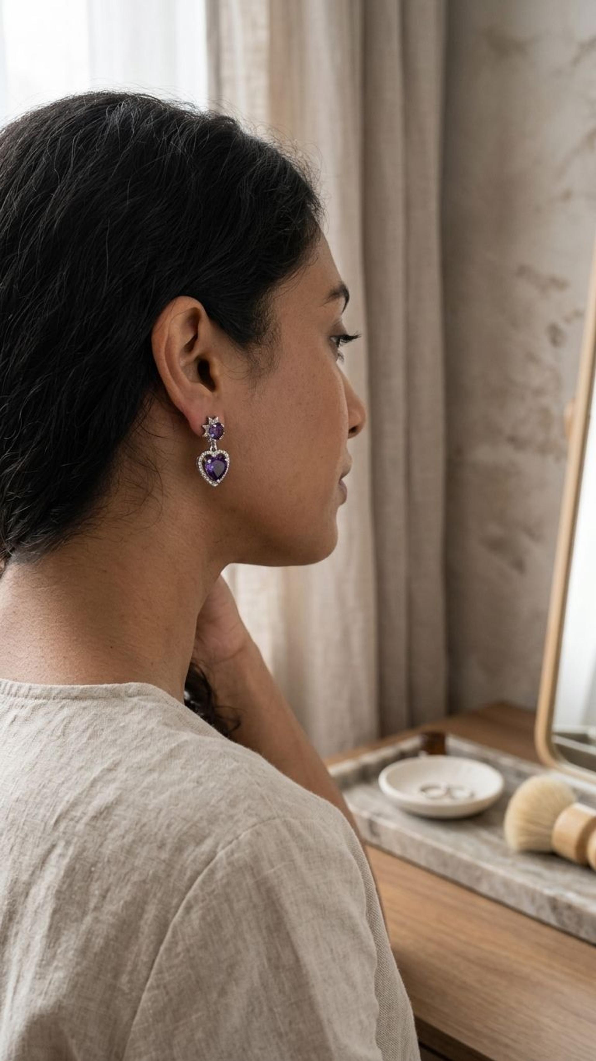 Amethyst Amethyst Earrings in 92.5 Sterling Silver — Surya Jewellers Jaipur