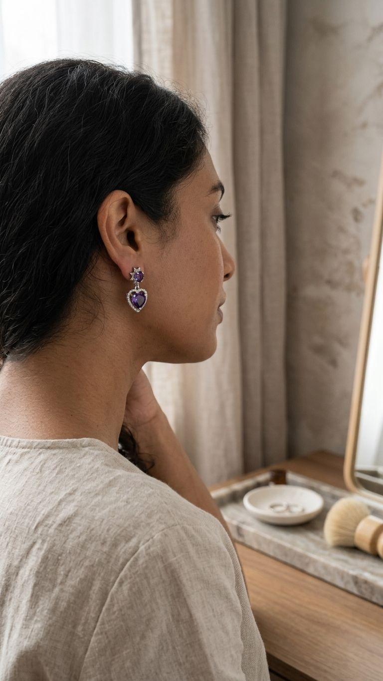 Amethyst Amethyst Earrings in 92.5 Sterling Silver — Surya Jewellers Jaipur