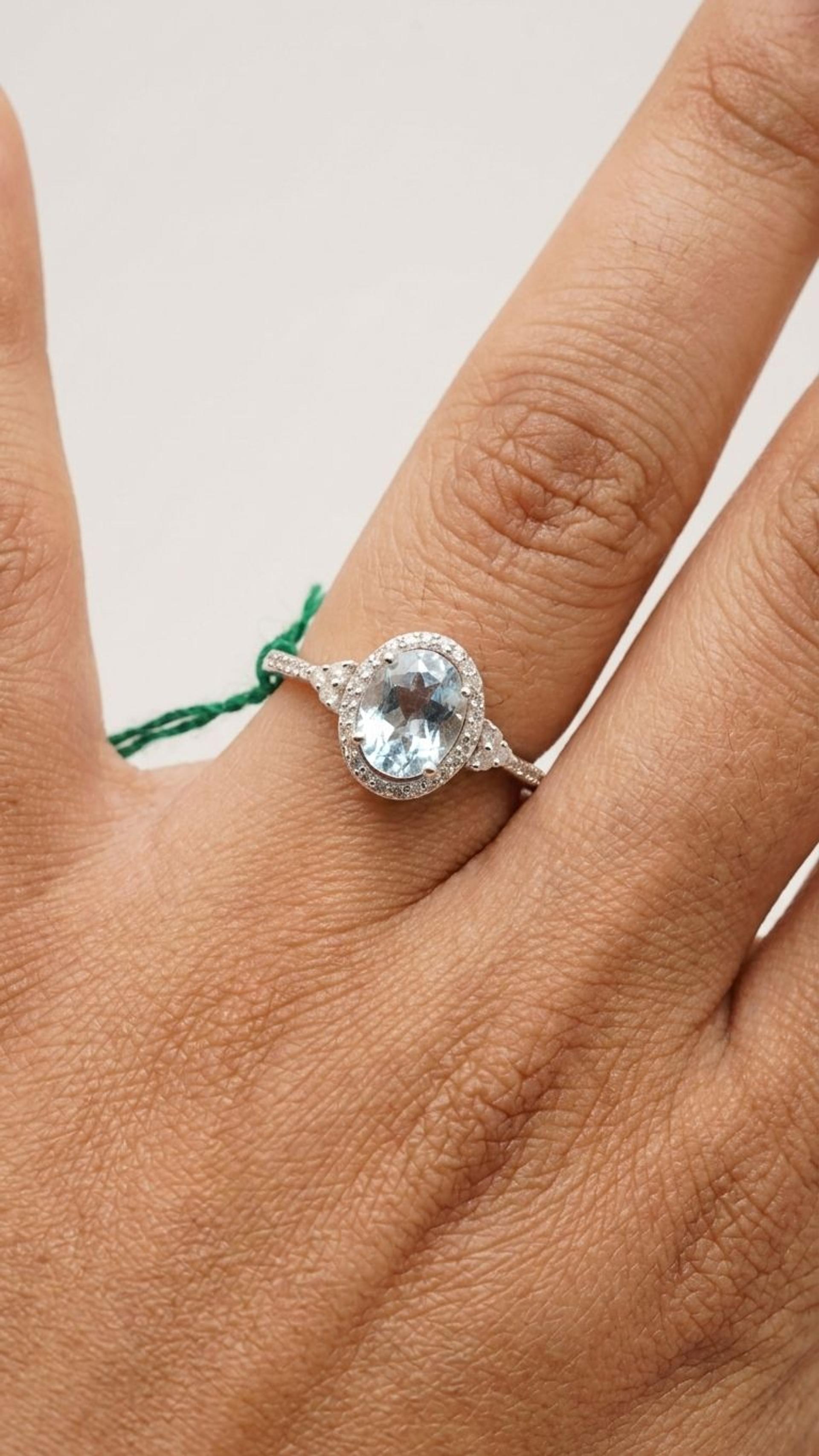 Aquamarine Ring view 4 — Rings in 92.5 Sterling Silver