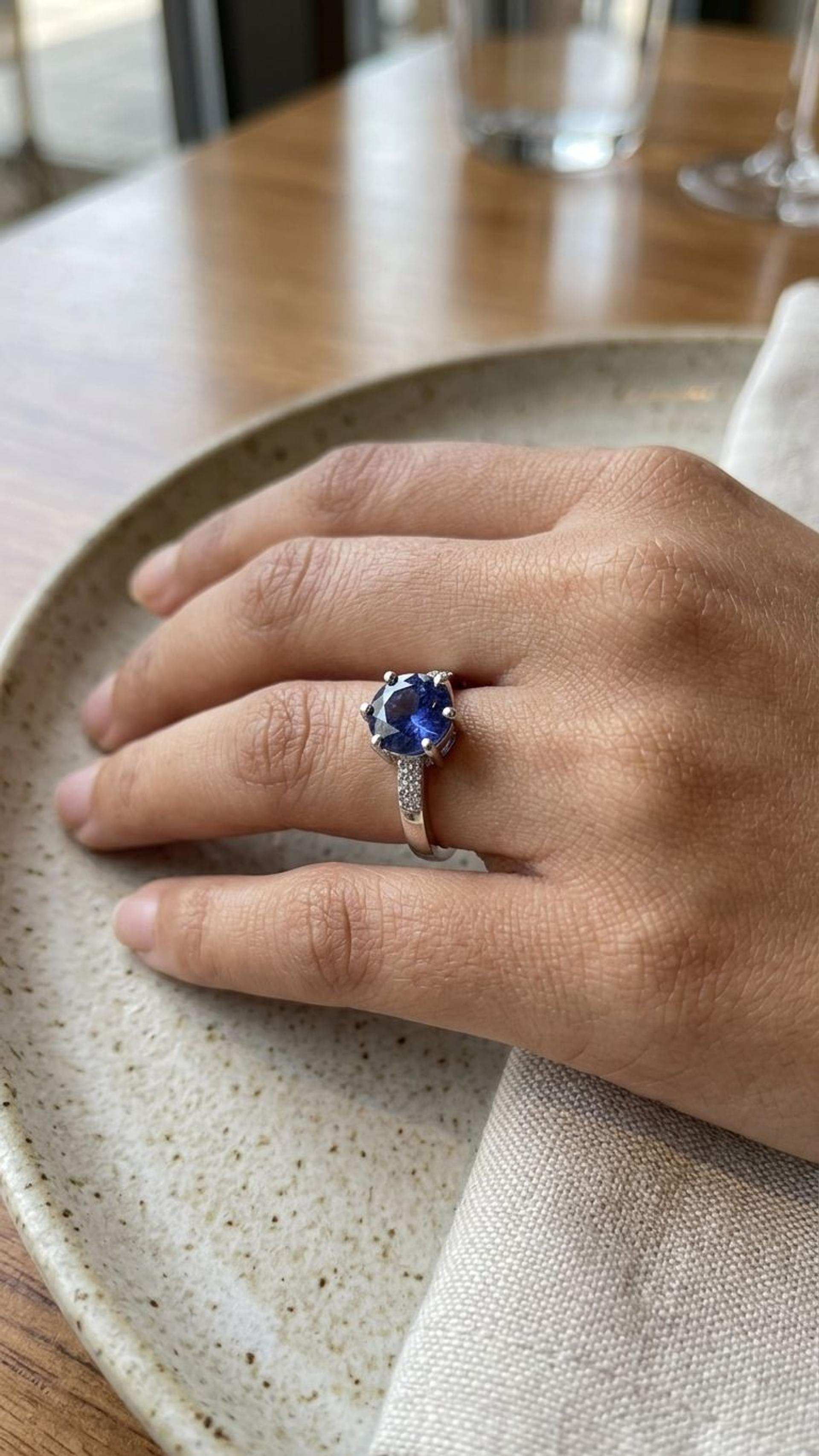 Blue Sapphire Ring view 4 — Rings in 92.5 Sterling Silver
