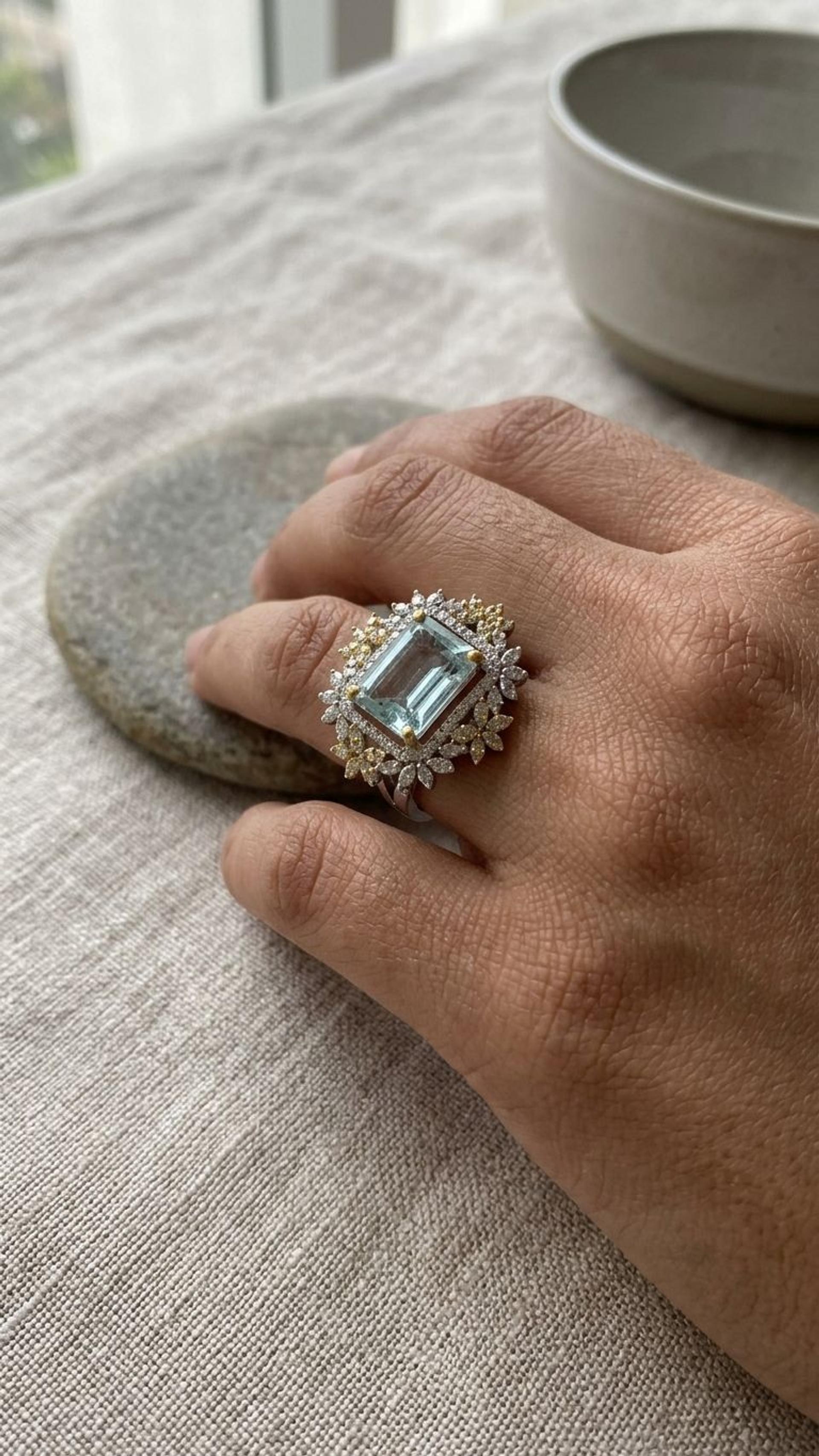 Aquamarine Ring view 3 — Rings in 92.5 Sterling Silver