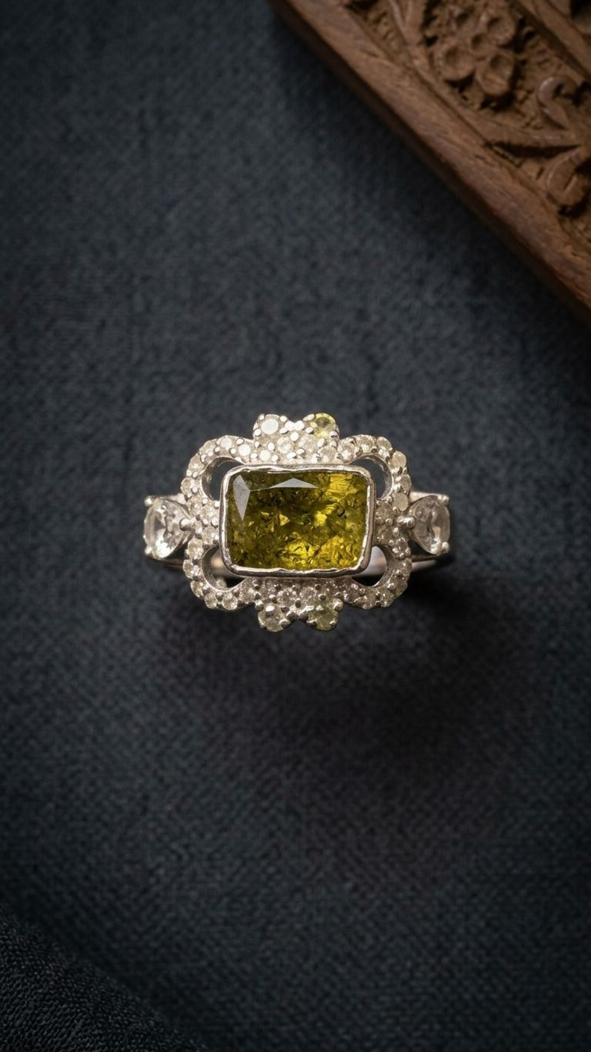 Diamond Polki Ring view 2 — Rings in 92.5 Sterling Silver