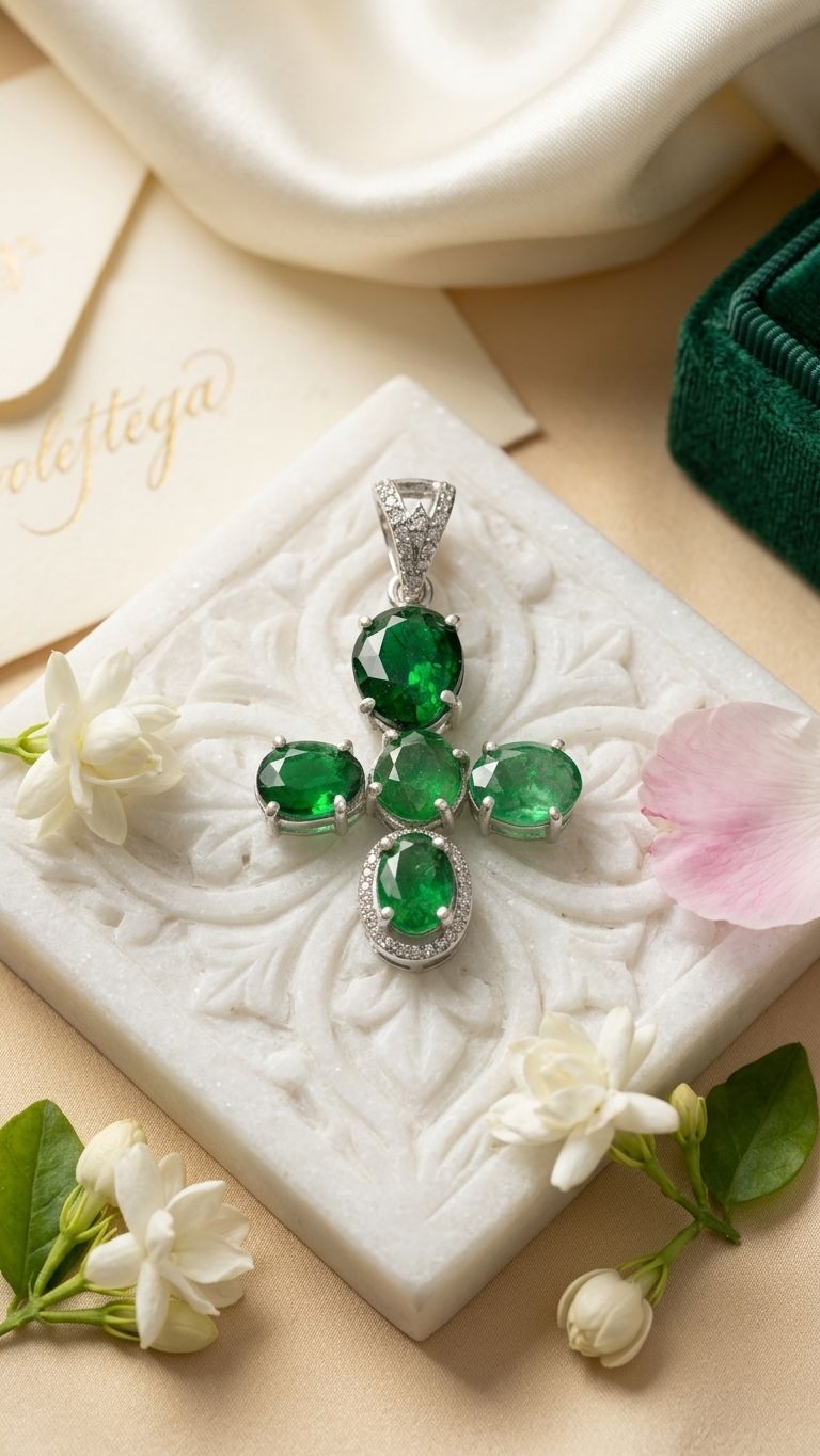 Tsavorite Pendant view 2 — Pendants in 92.5 Sterling Silver