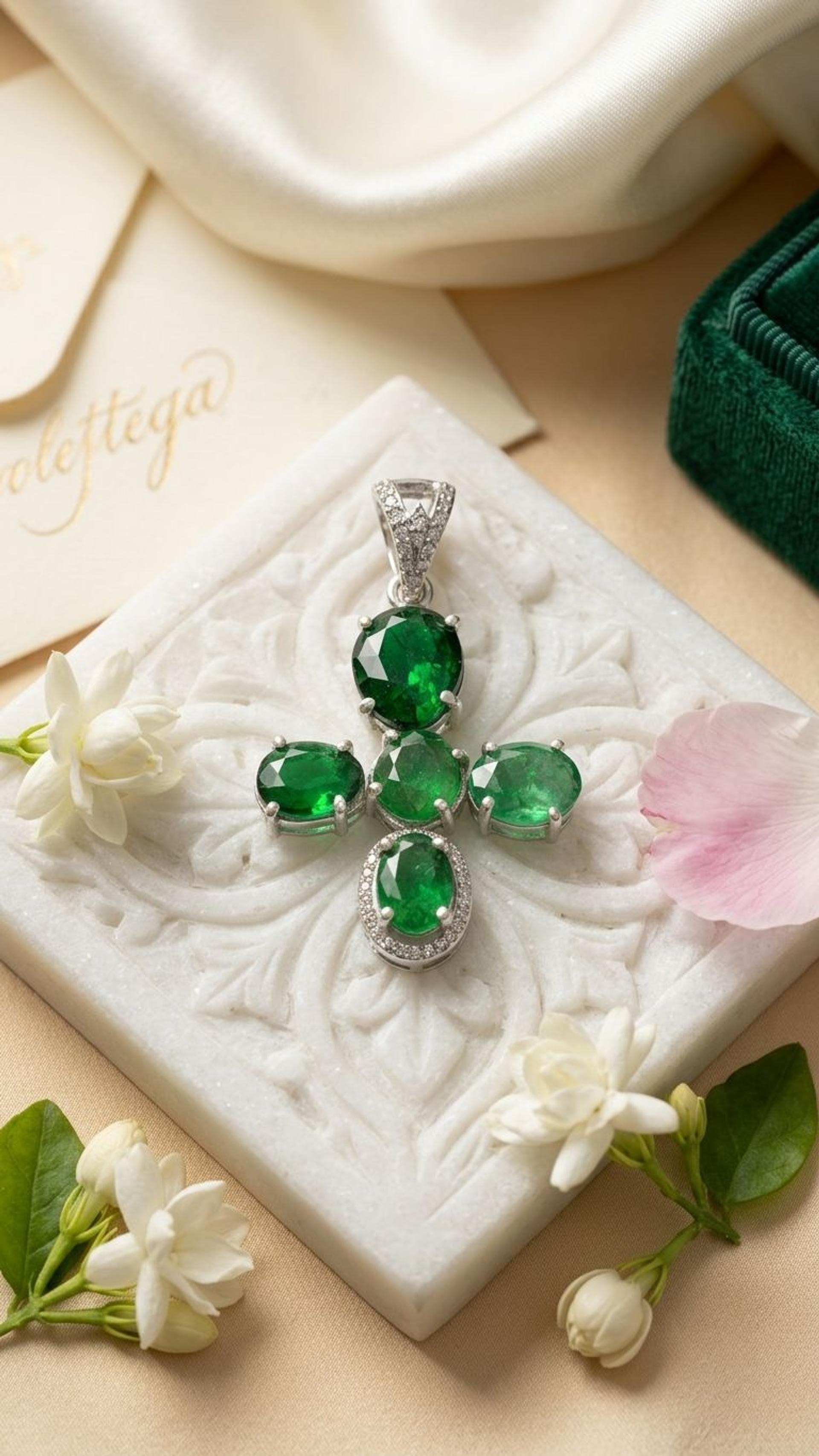 Tsavorite Pendant view 2 — Pendants in 92.5 Sterling Silver