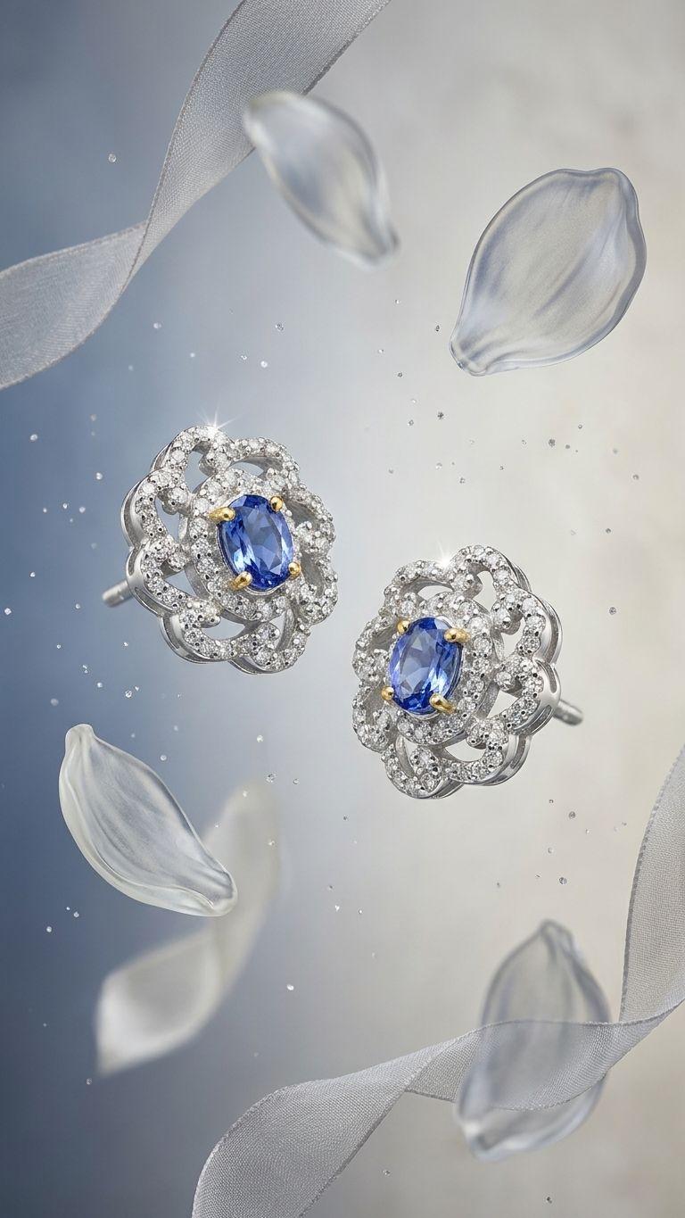 Tanzanite Tanzanite Stud in 92.5 Sterling Silver — Surya Jewellers Jaipur